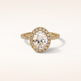 1.91 CT Oval Shaped Halo & Pave Moissanite Engagement Ring 1