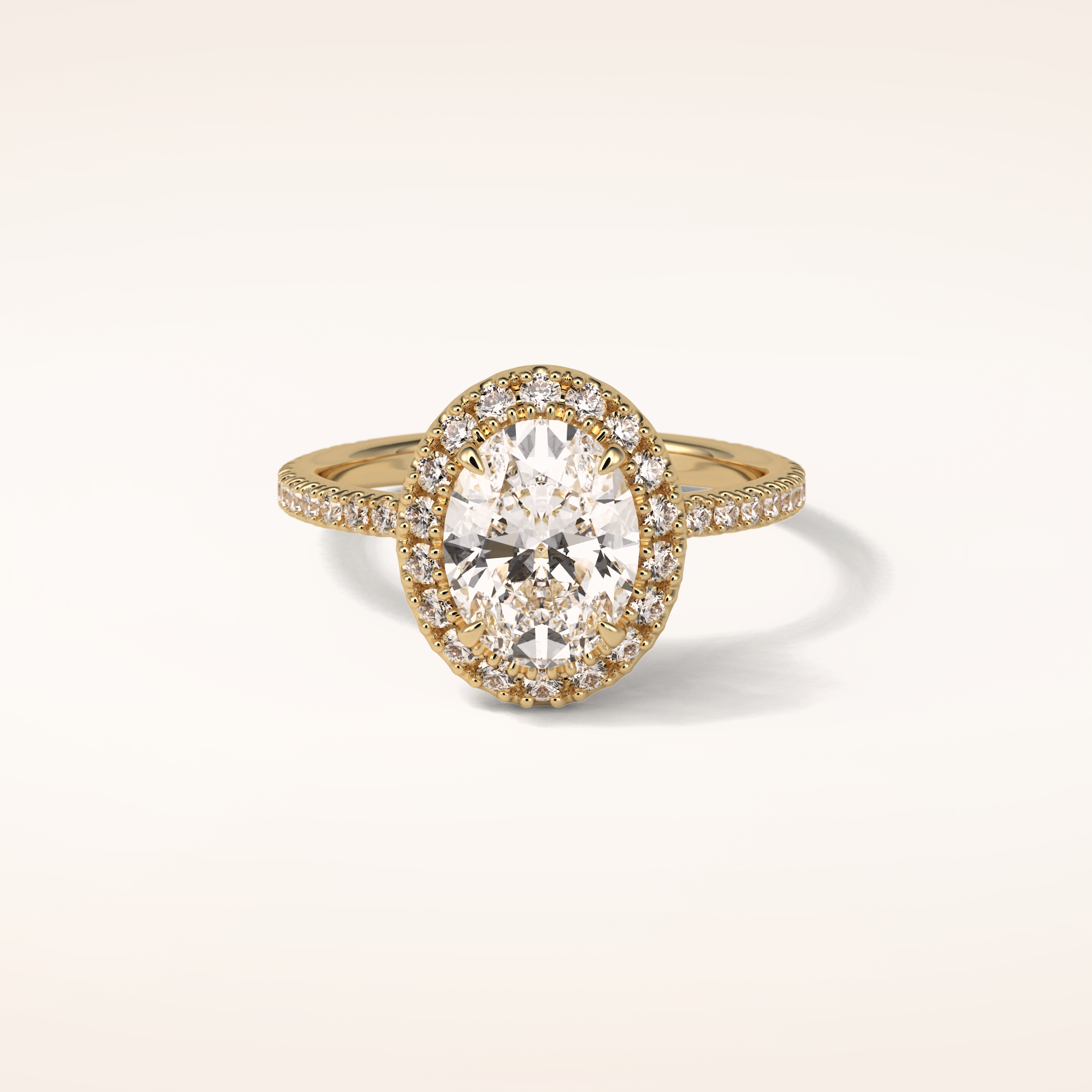 1.91 CT Oval Shaped Halo & Pave Moissanite Engagement Ring 1