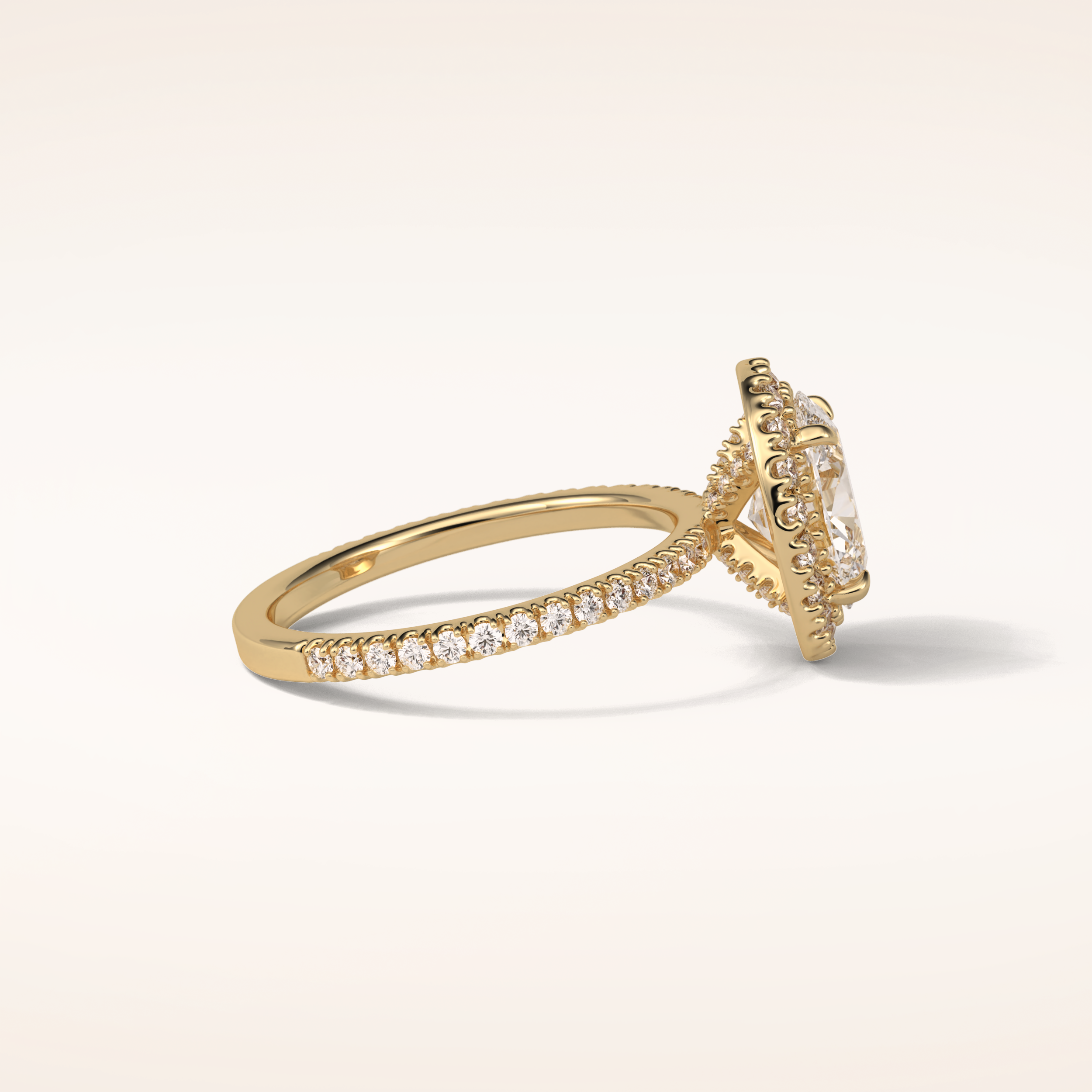 1.91 CT Oval Shaped Halo & Pave Moissanite Engagement Ring 3