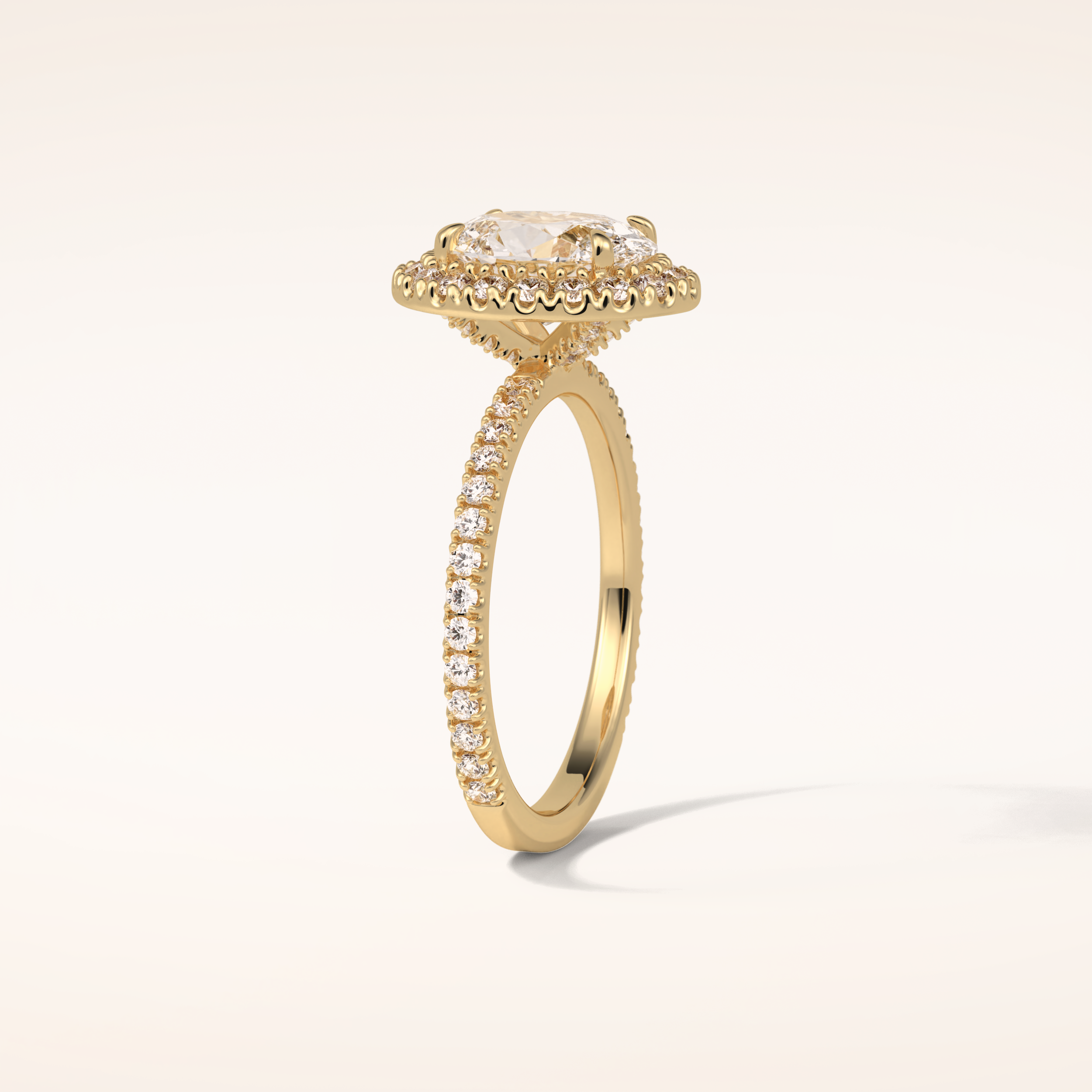 1.91 CT Oval Shaped Halo & Pave Moissanite Engagement Ring 5