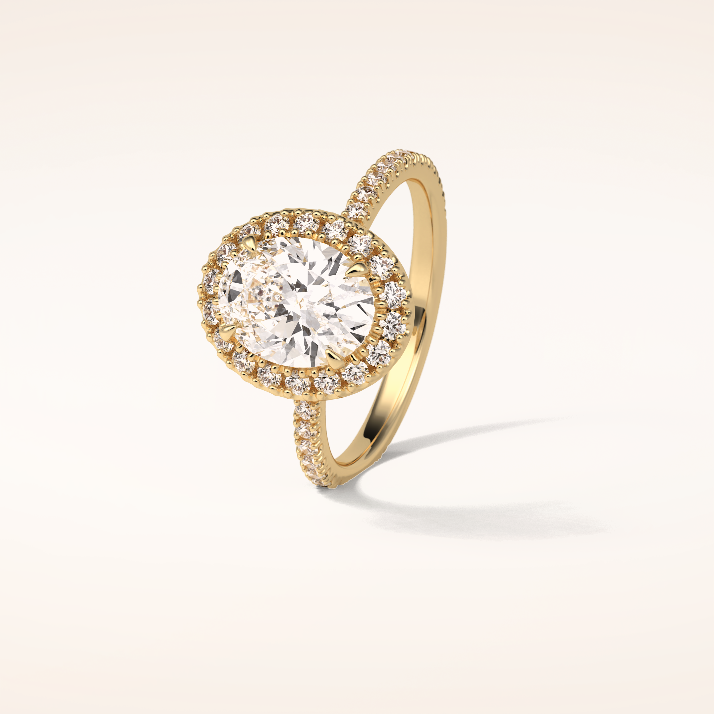 1.91 CT Oval Shaped Halo & Pave Moissanite Engagement Ring 6