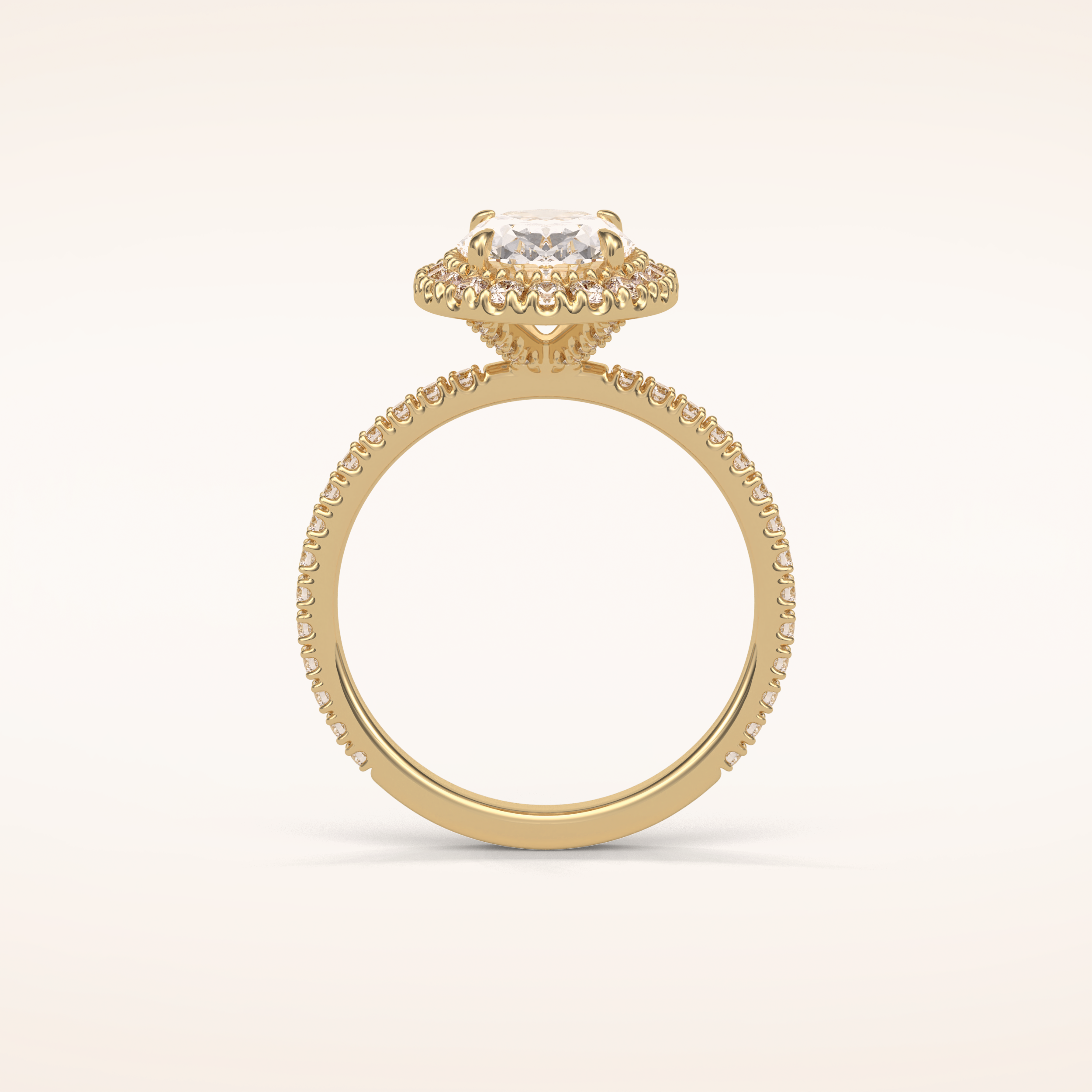 1.91 CT Oval Shaped Halo & Pave Moissanite Engagement Ring 7