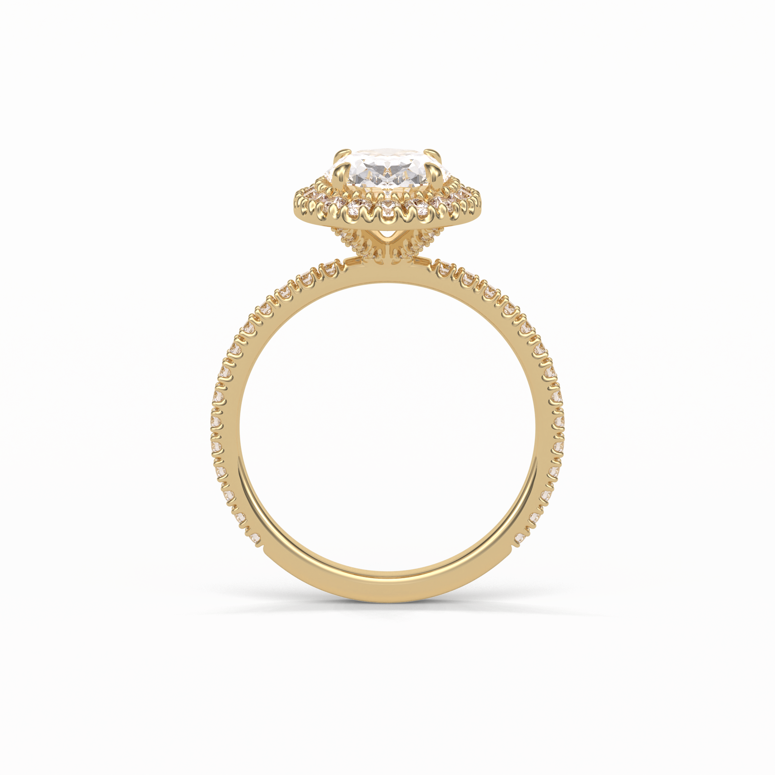 Oval Halo & Pave Lab Grown Diamond Engagement Ring