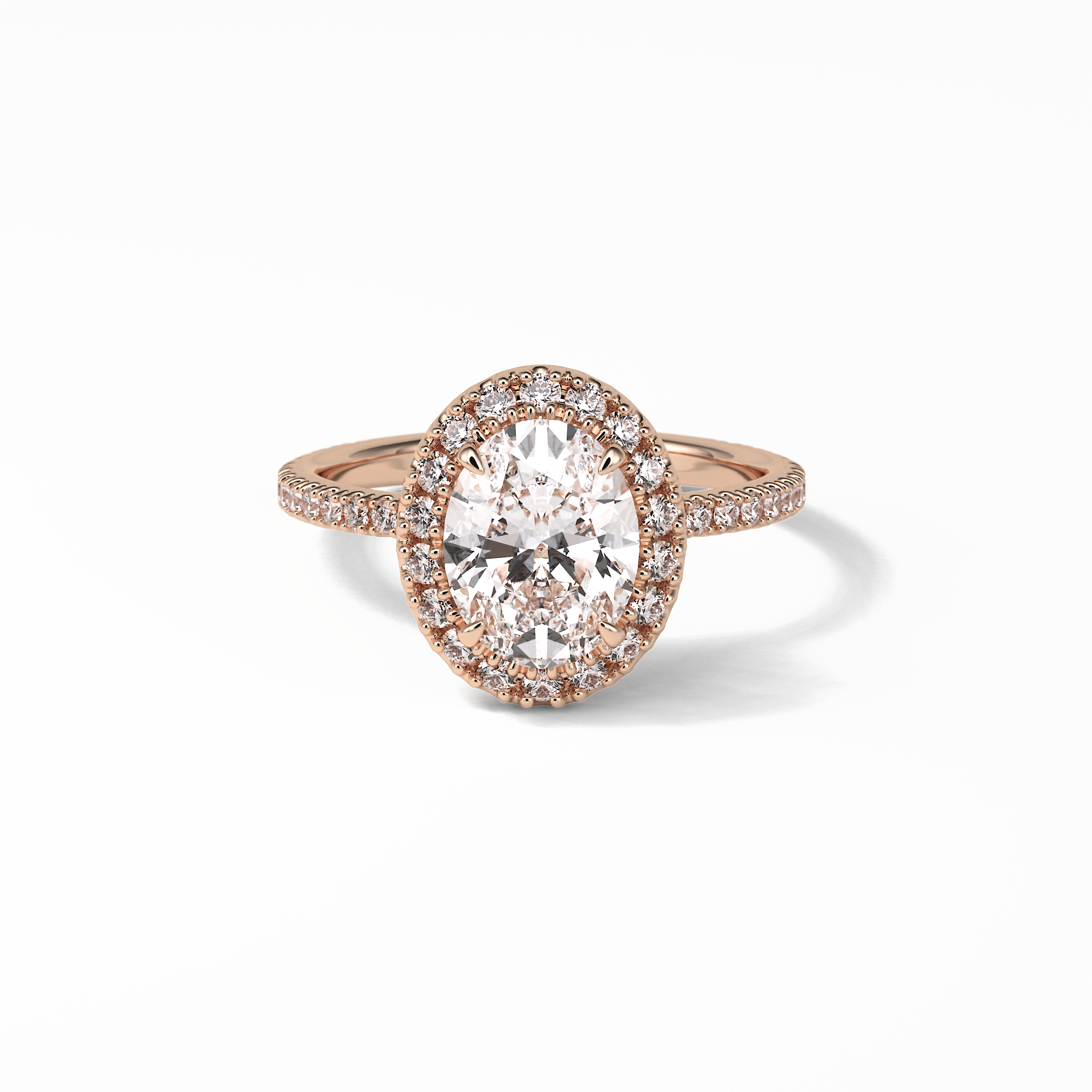 Oval Halo & Pave Lab Grown Diamond Engagement Ring