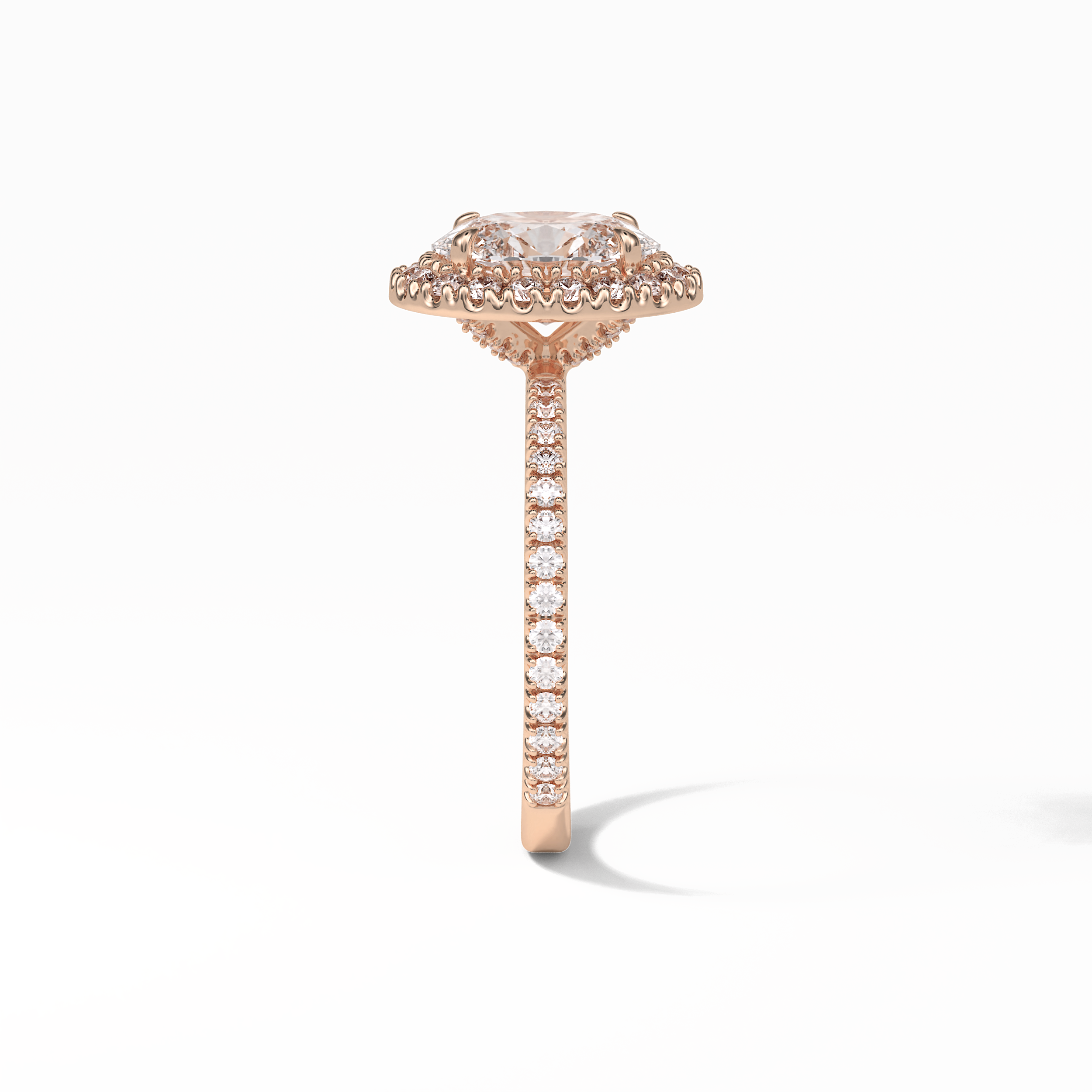 Oval Halo & Pave Lab Grown Diamond Engagement Ring