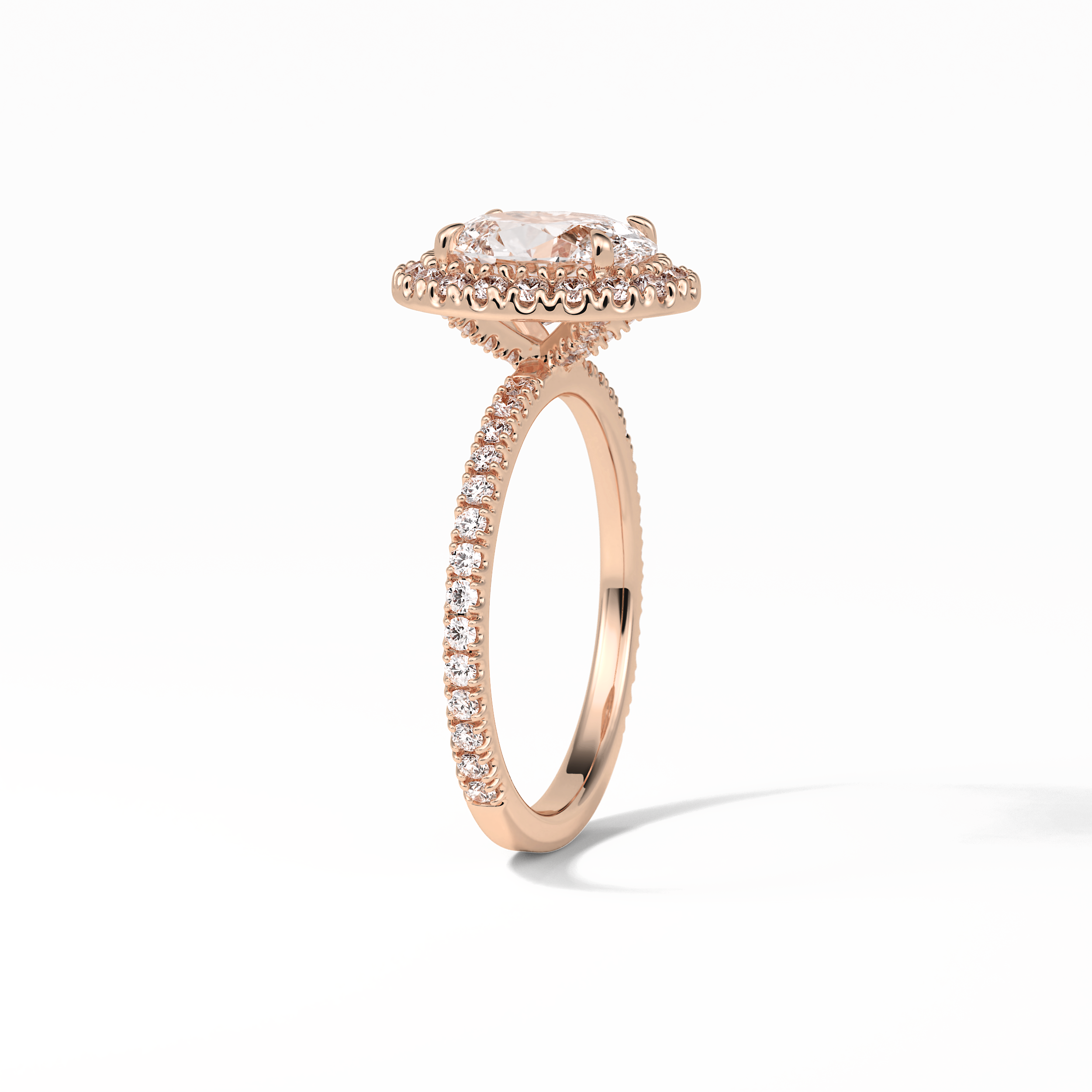 Oval Halo & Pave Lab Grown Diamond Engagement Ring