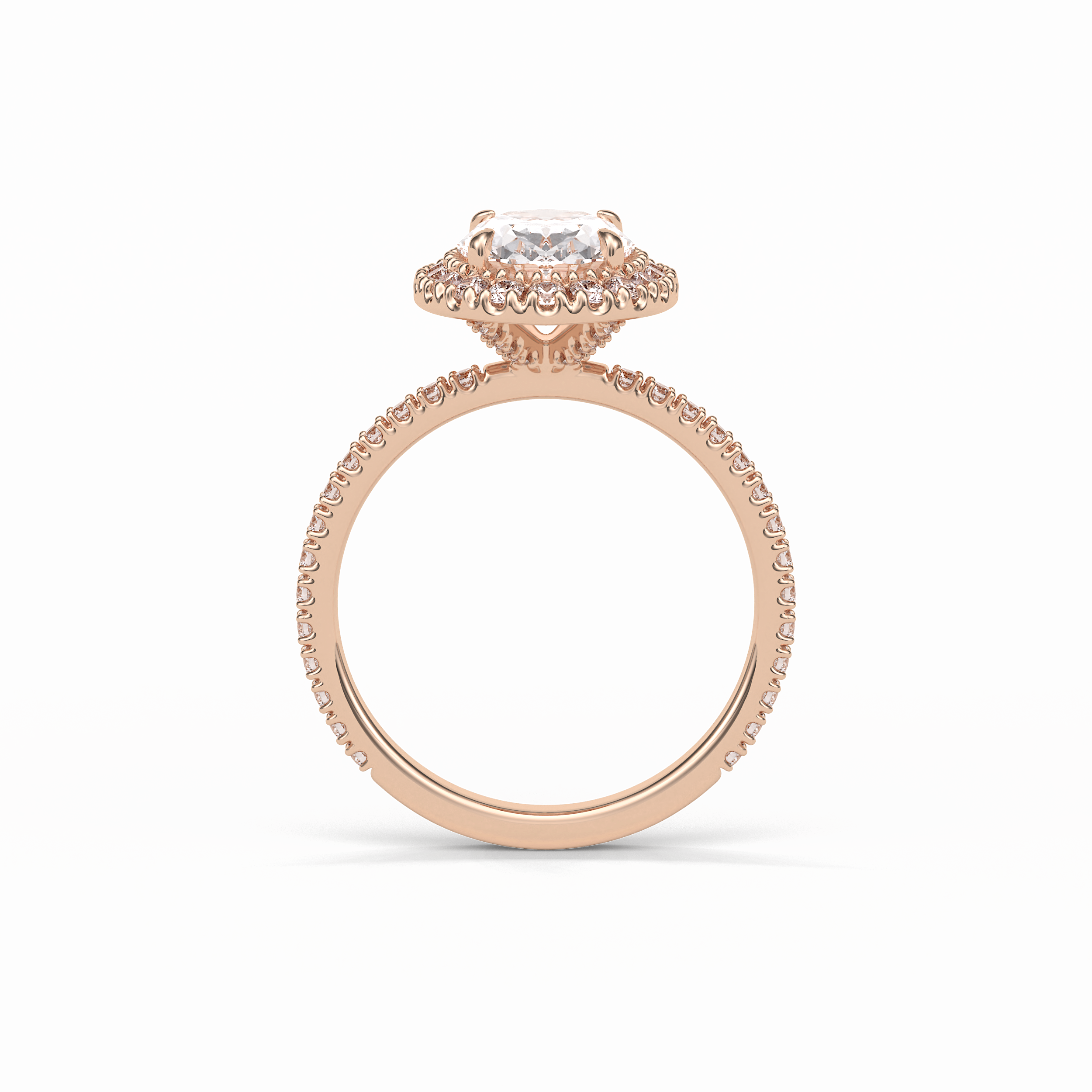 Oval Halo & Pave Lab Grown Diamond Engagement Ring