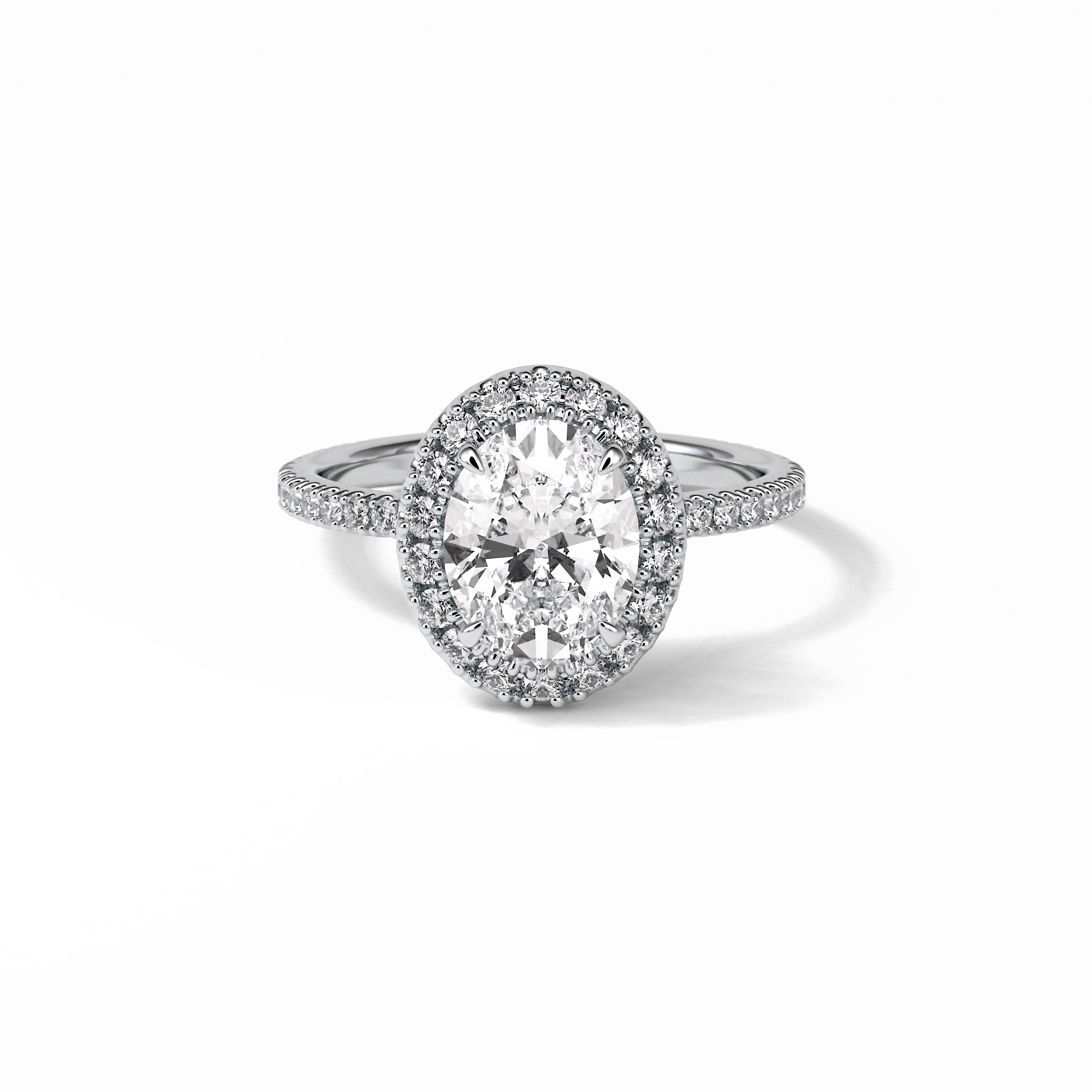 Oval Halo & Pave Lab Grown Diamond Engagement Ring
