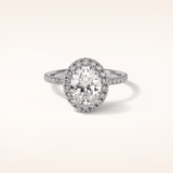 1.91 CT Oval Shaped Halo & Pave Moissanite Engagement Ring
