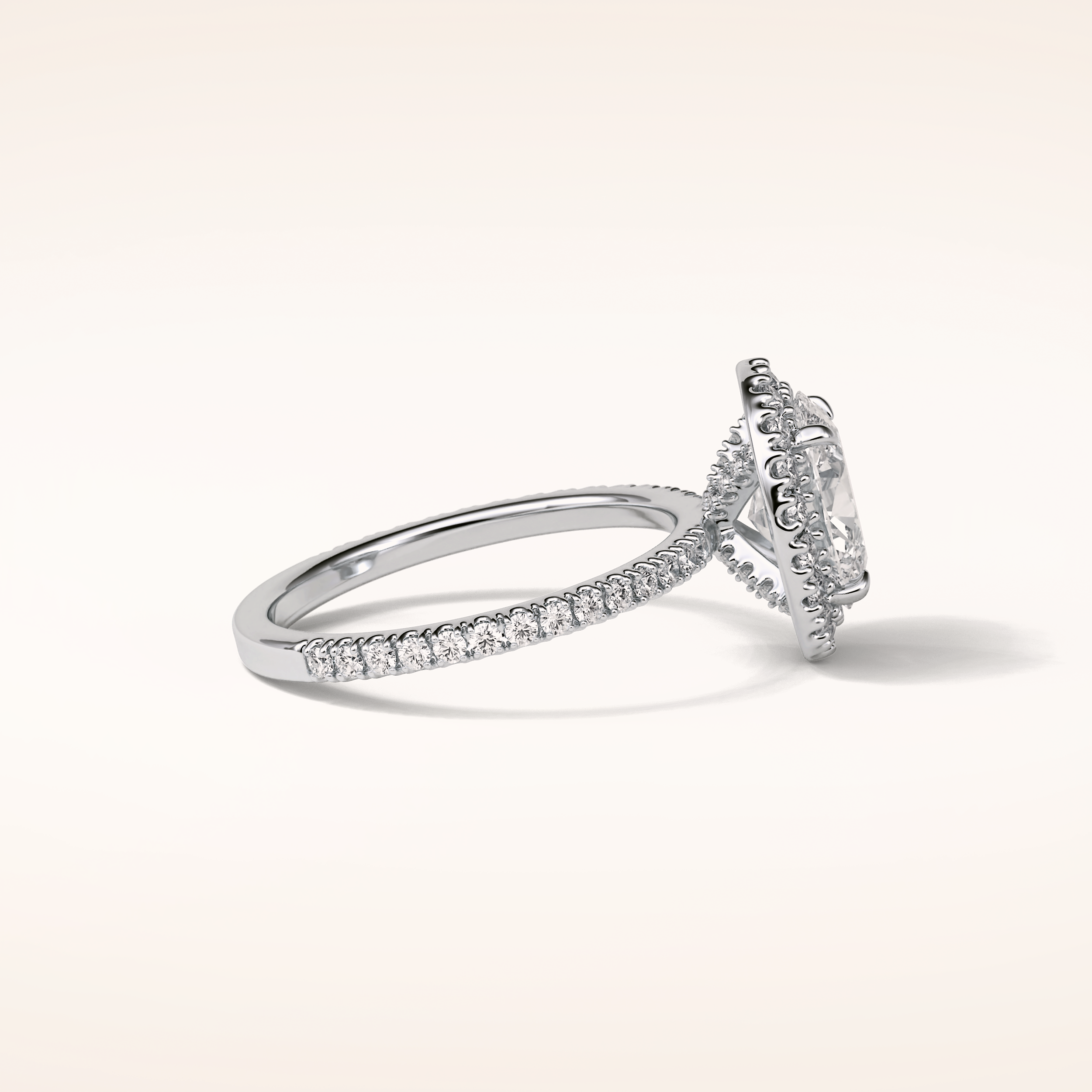 1.91 CT Oval Shaped Halo & Pave Moissanite Engagement Ring