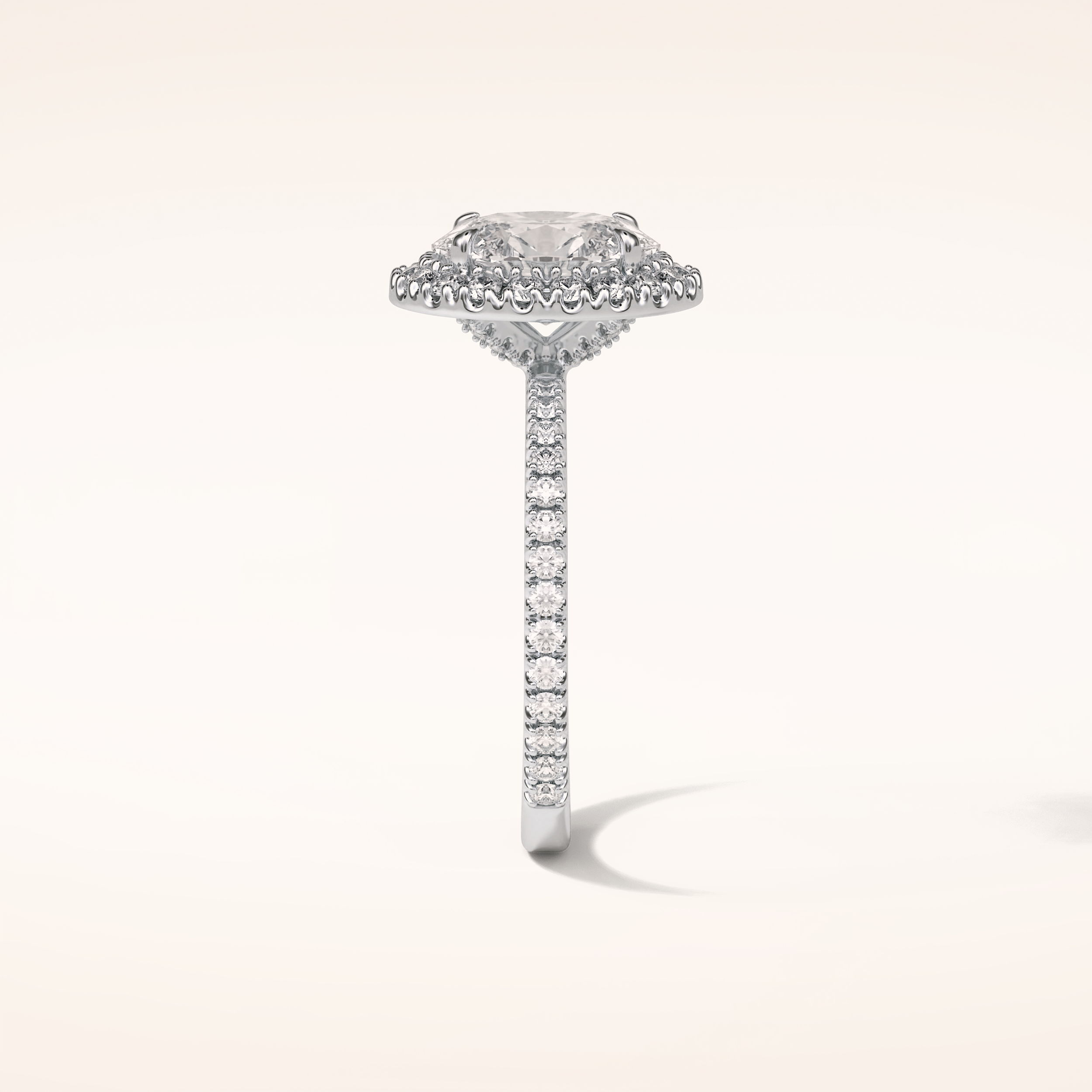 1.91 CT Oval Shaped Halo & Pave Moissanite Engagement Ring