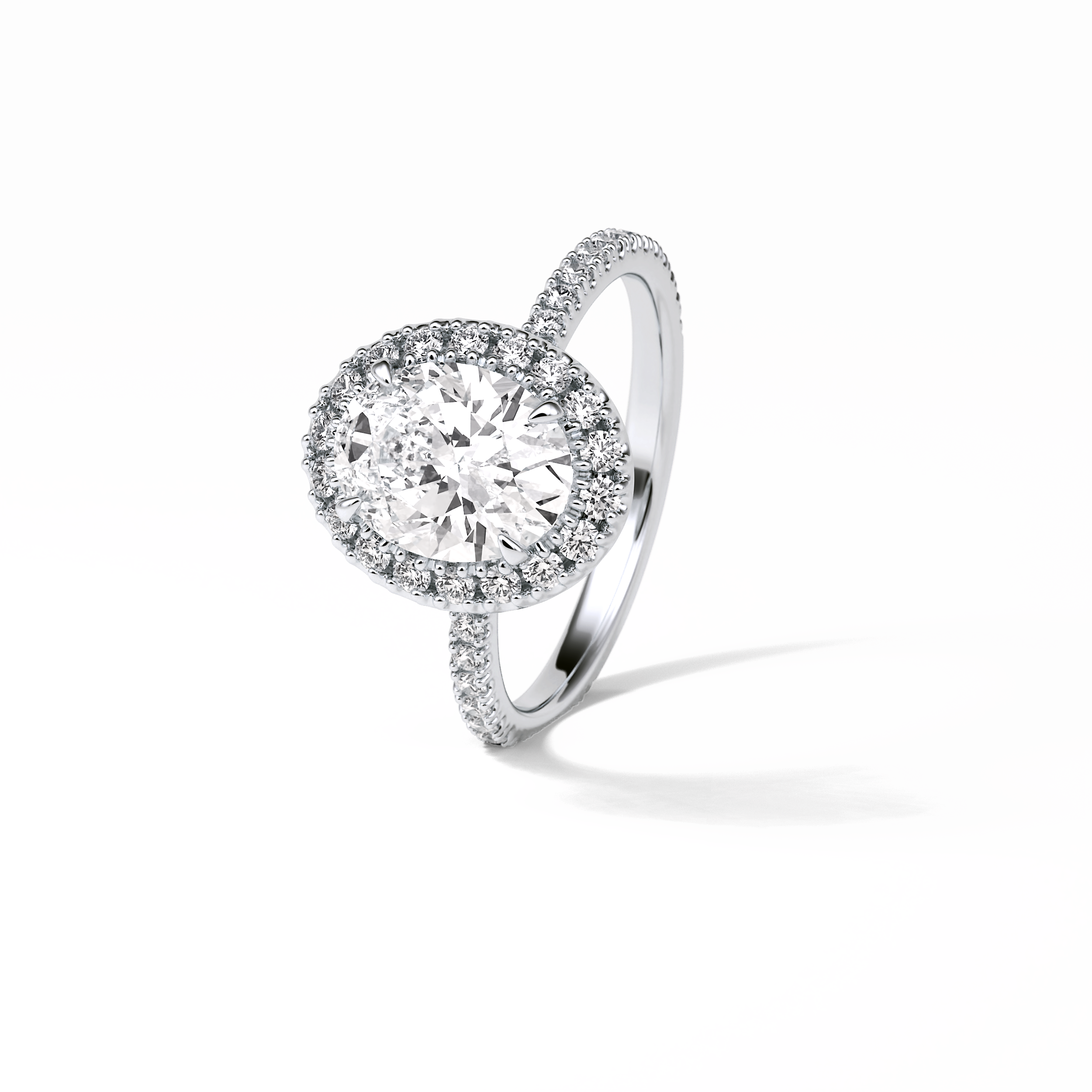 Oval Halo & Pave Lab Grown Diamond Engagement Ring