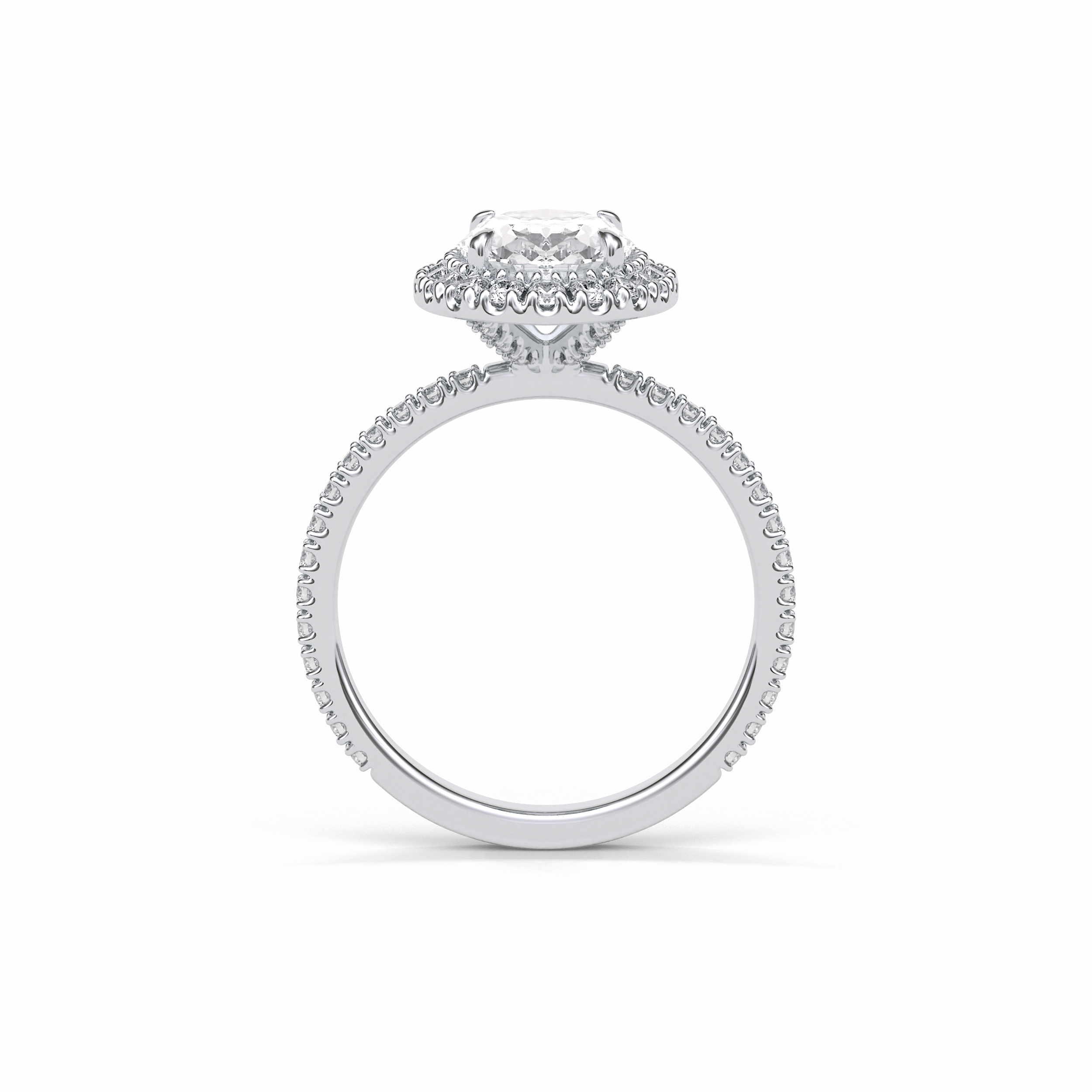 Oval Halo & Pave Lab Grown Diamond Engagement Ring