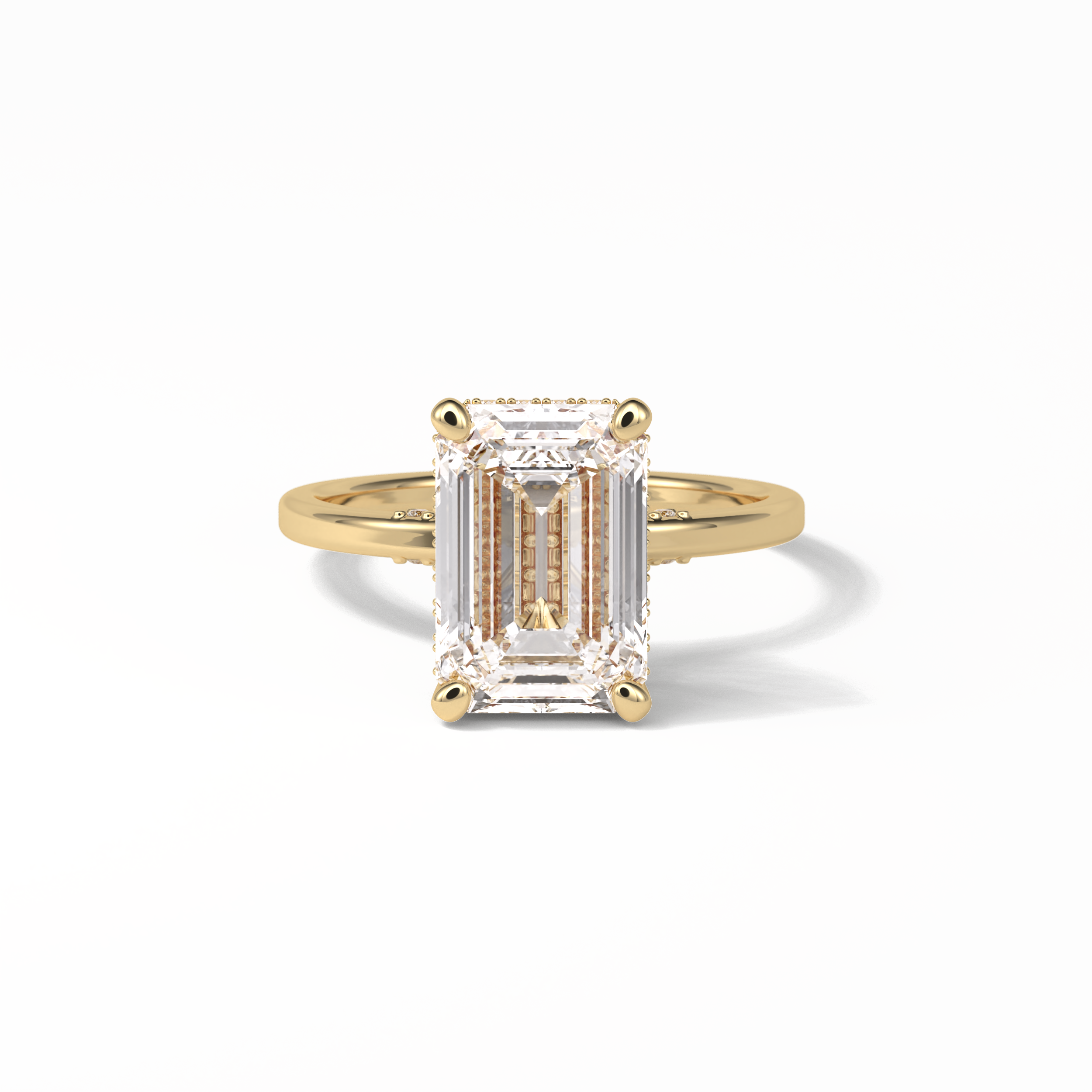 Emerald Hidden Halo Lab Grown Diamond Engagement Ring
