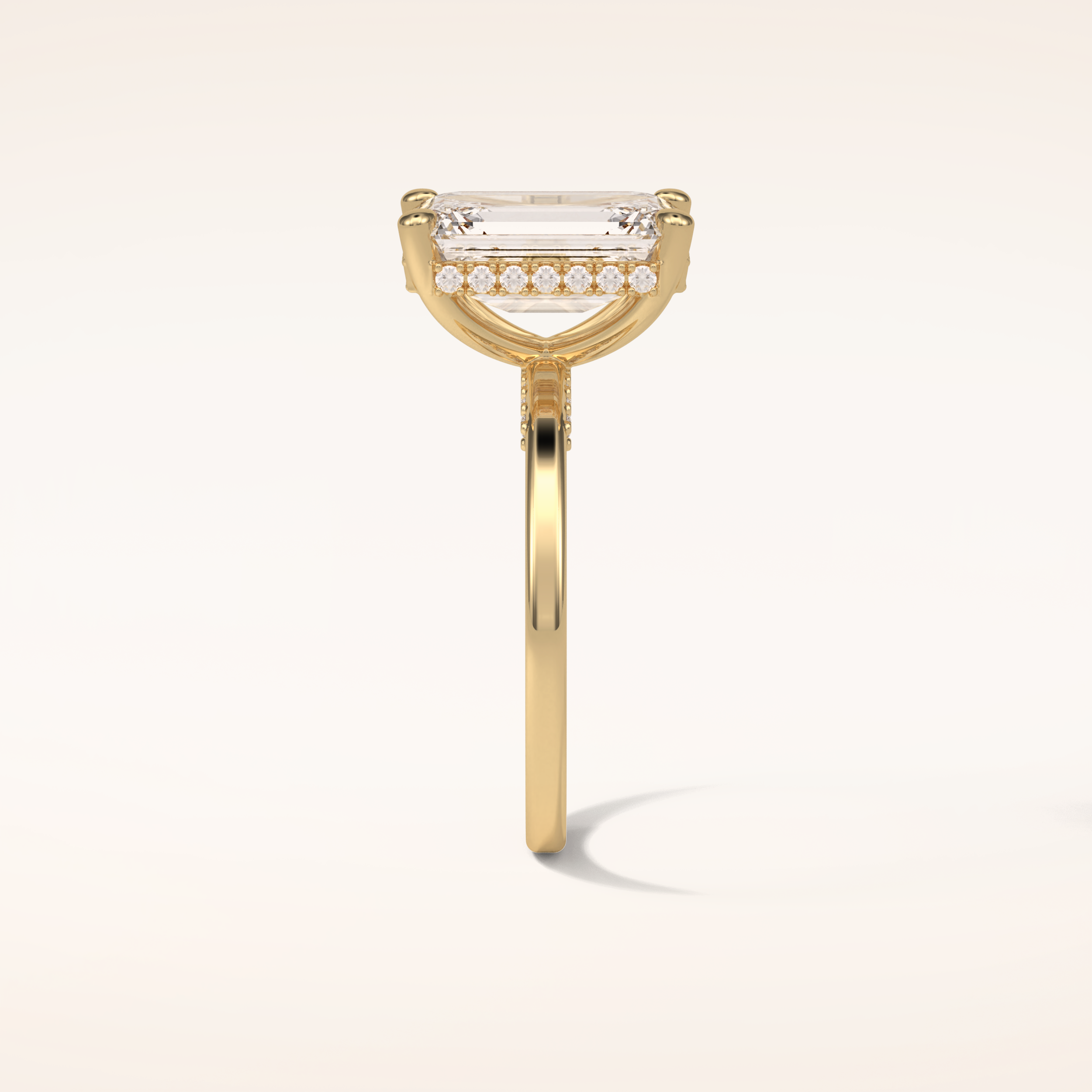 4.15 CT Radiant Shaped Hidden Halo Moissanite Engagement Ring