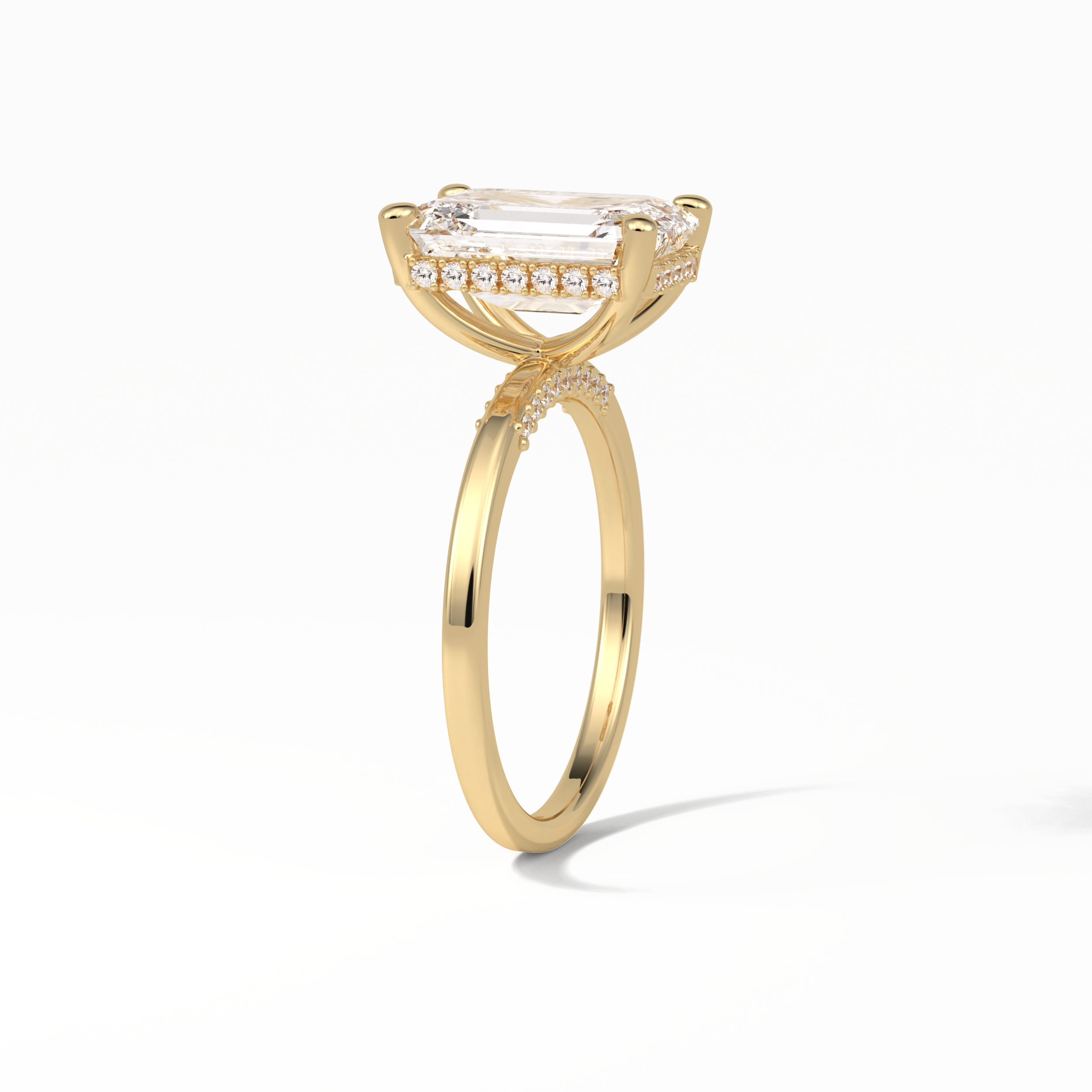 Emerald Hidden Halo Lab Grown Diamond Engagement Ring