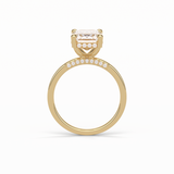 Emerald Hidden Halo Lab Grown Diamond Engagement Ring