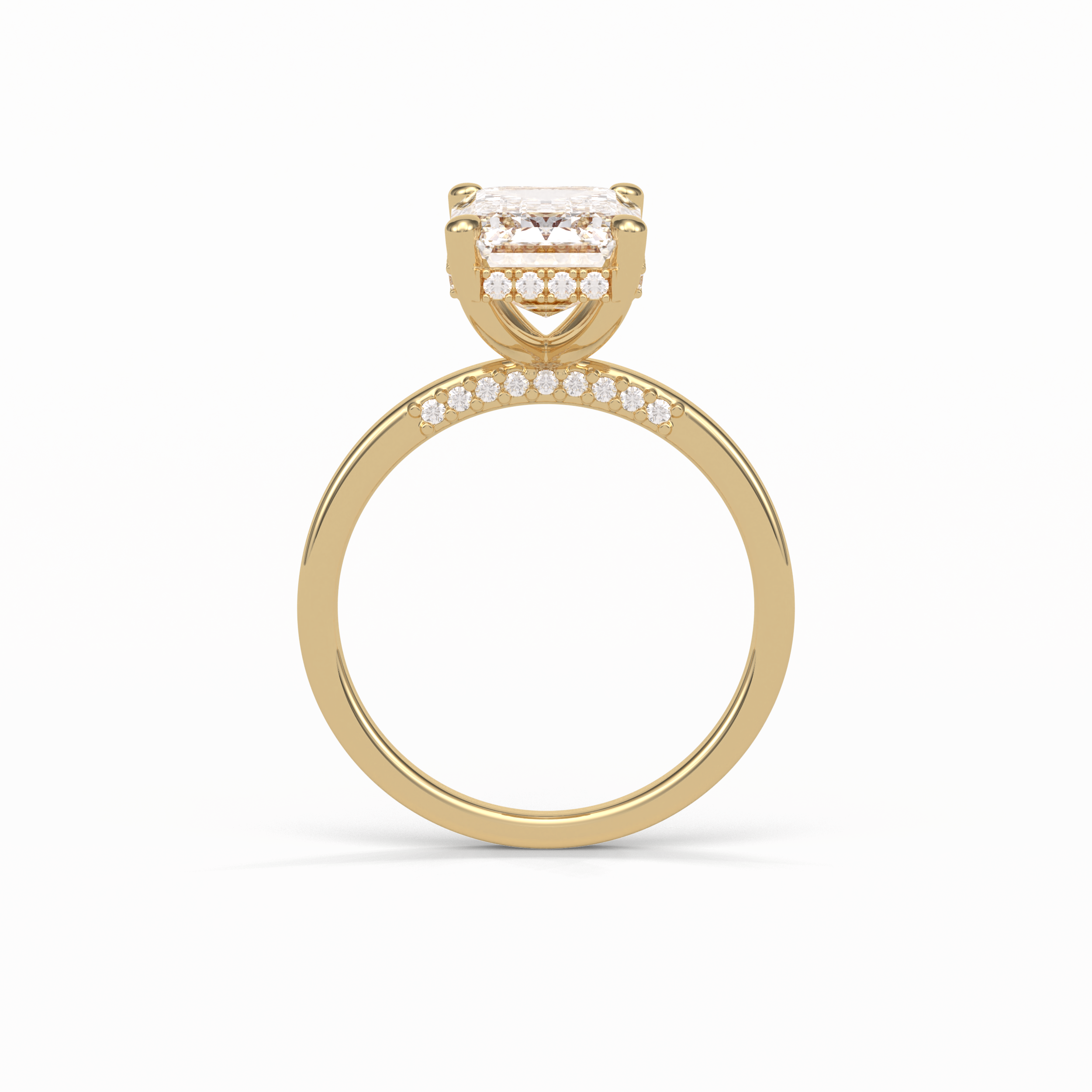 Emerald Hidden Halo Lab Grown Diamond Engagement Ring