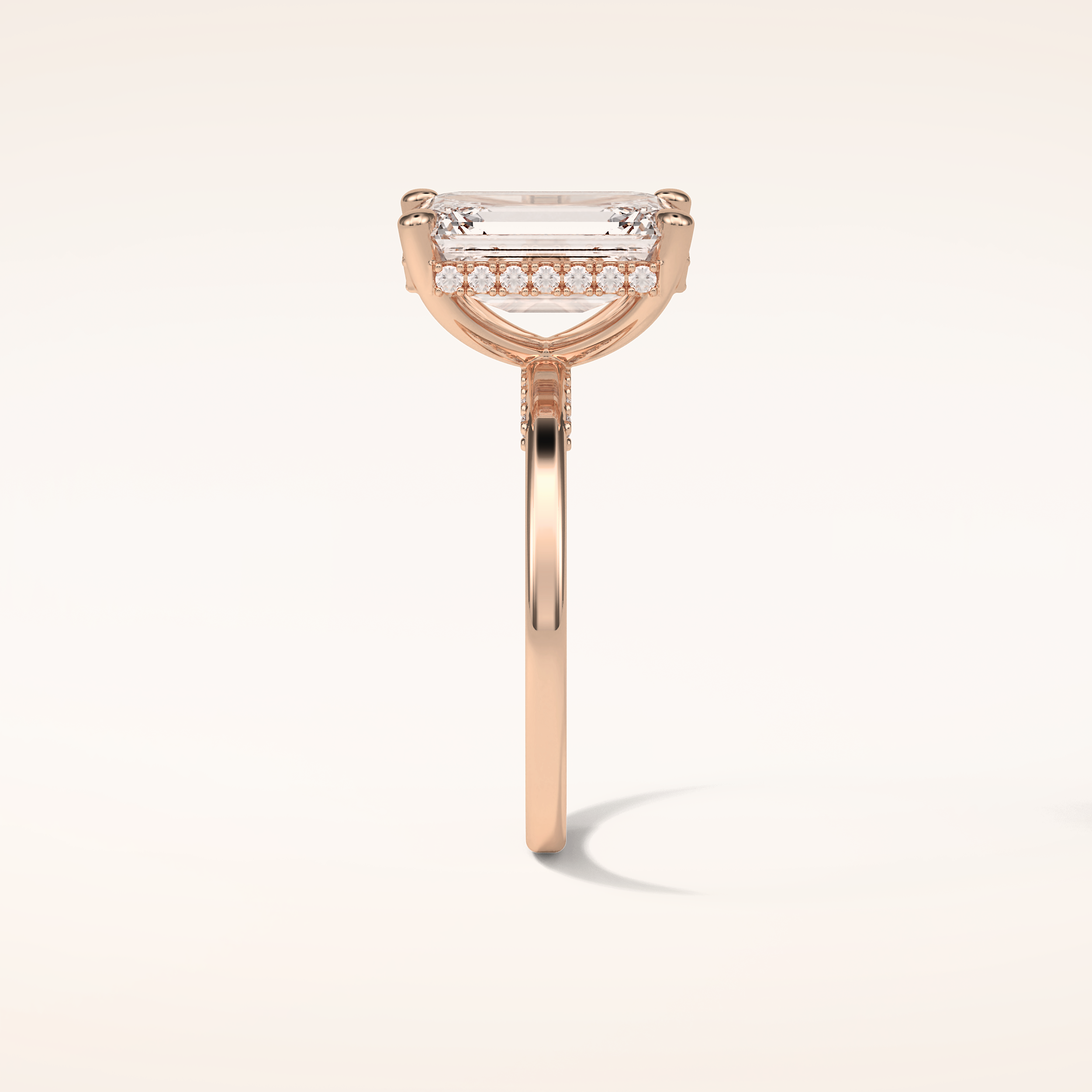 4.15 CT Radiant Shaped Hidden Halo Moissanite Engagement Ring