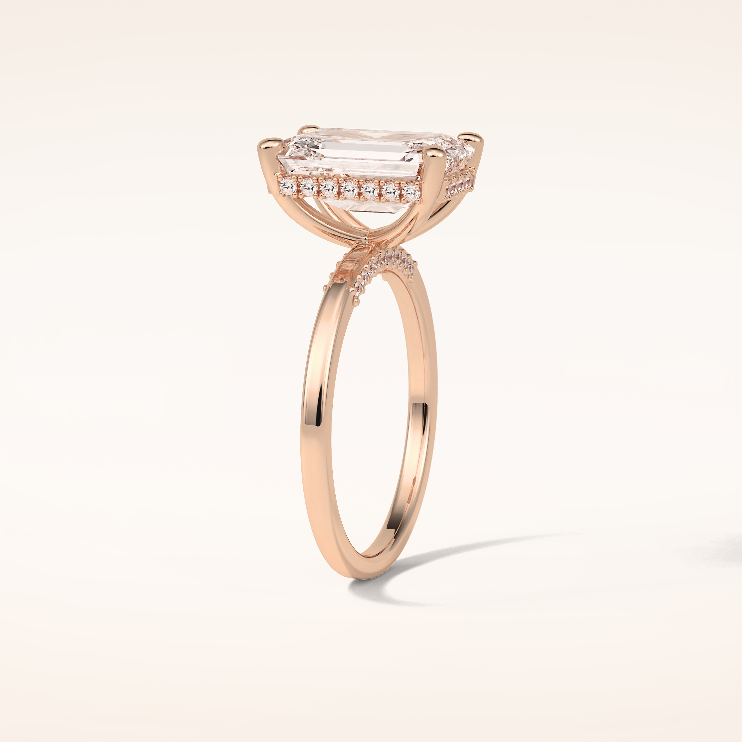 4.15 CT Radiant Shaped Hidden Halo Moissanite Engagement Ring