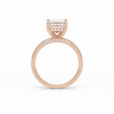 Emerald Hidden Halo Lab Grown Diamond Engagement Ring