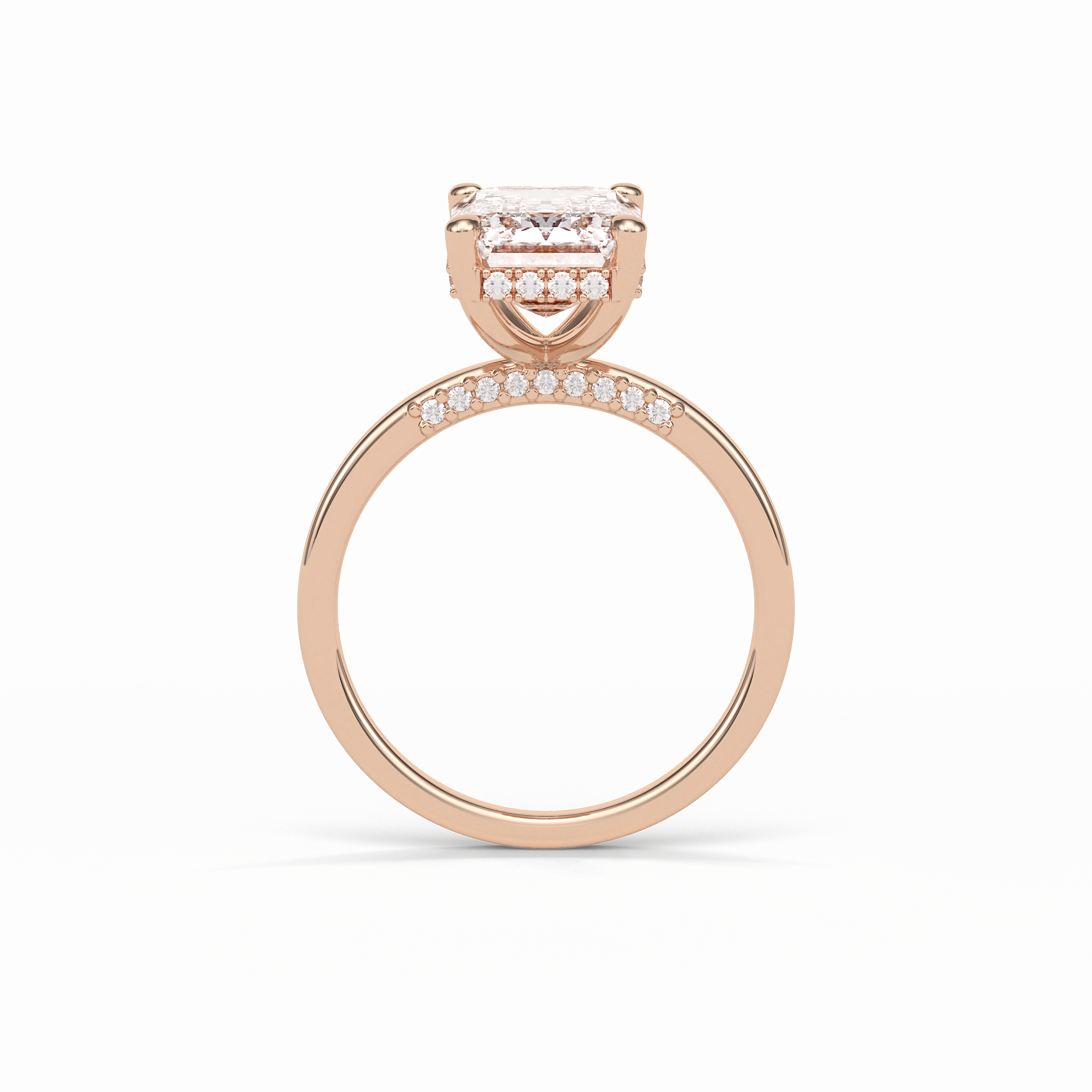 Emerald Hidden Halo Lab Grown Diamond Engagement Ring