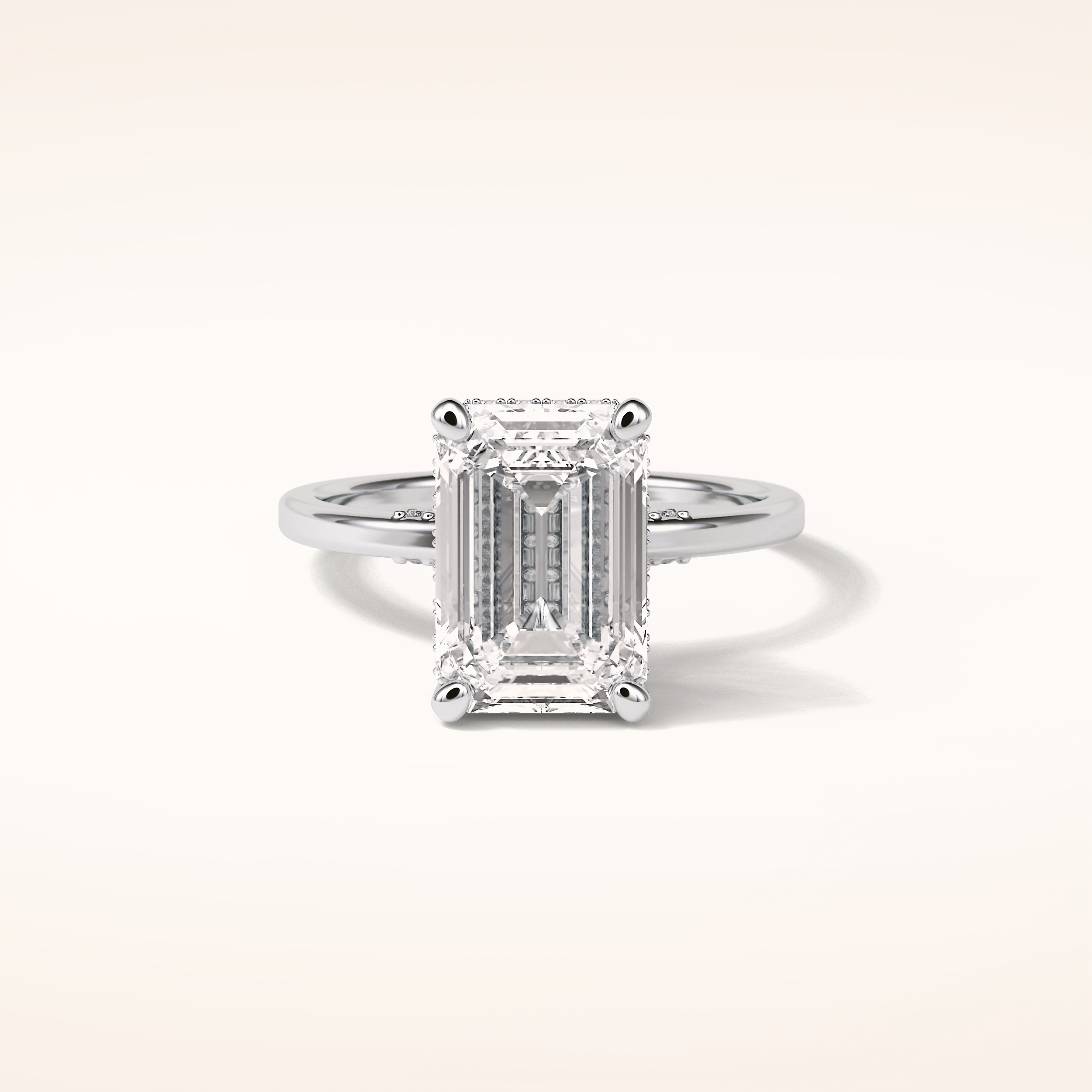 4.15 CT Radiant Shaped Hidden Halo Moissanite Engagement Ring