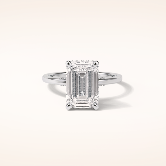 4.15 CT Radiant Shaped Hidden Halo Moissanite Engagement Ring