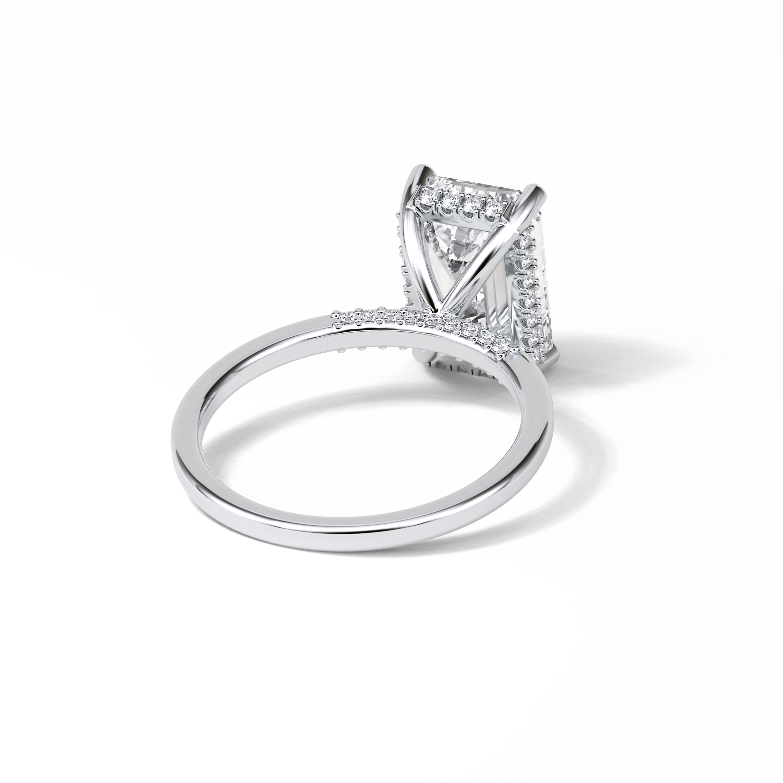 Emerald Hidden Halo Lab Grown Diamond Engagement Ring