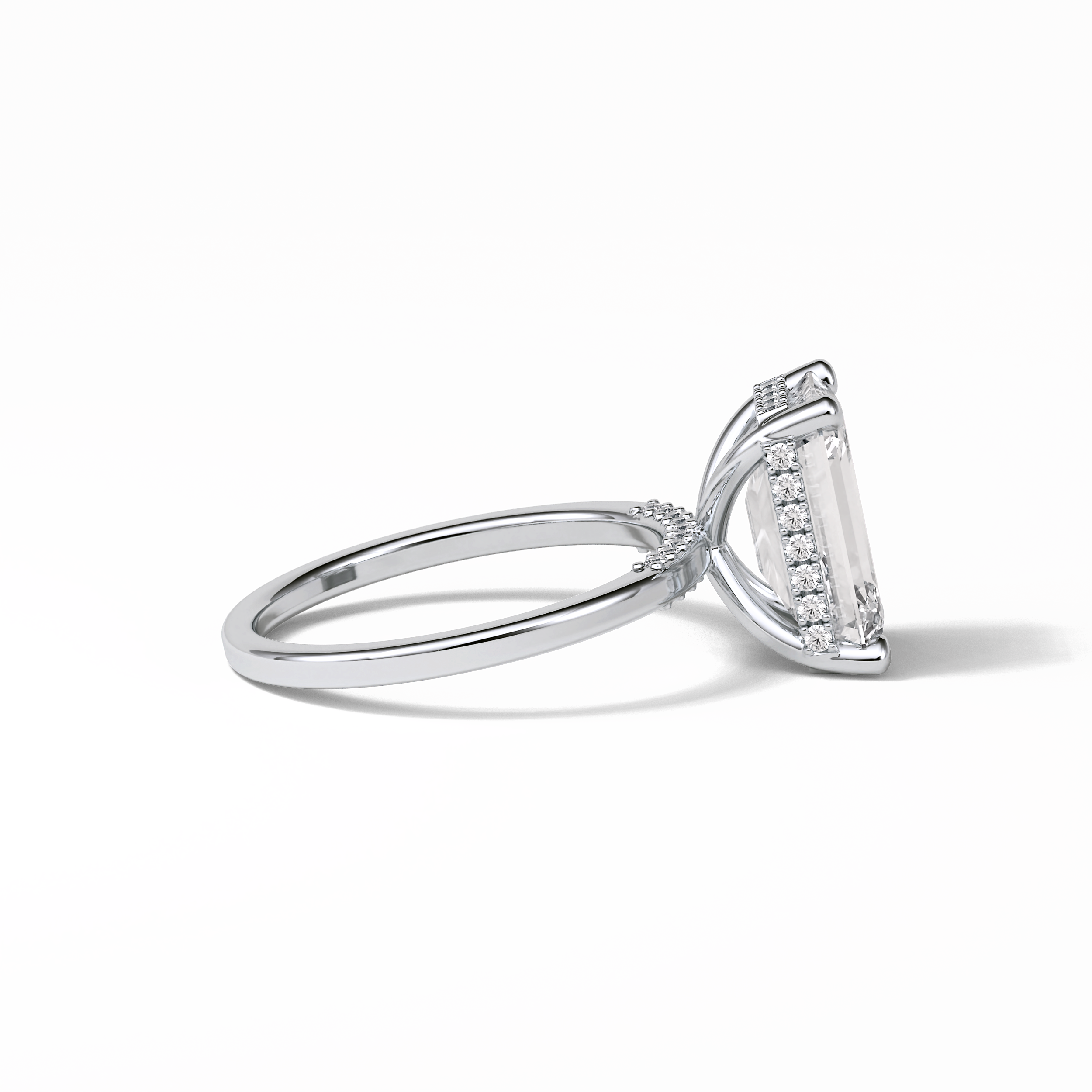 Emerald Hidden Halo Lab Grown Diamond Engagement Ring