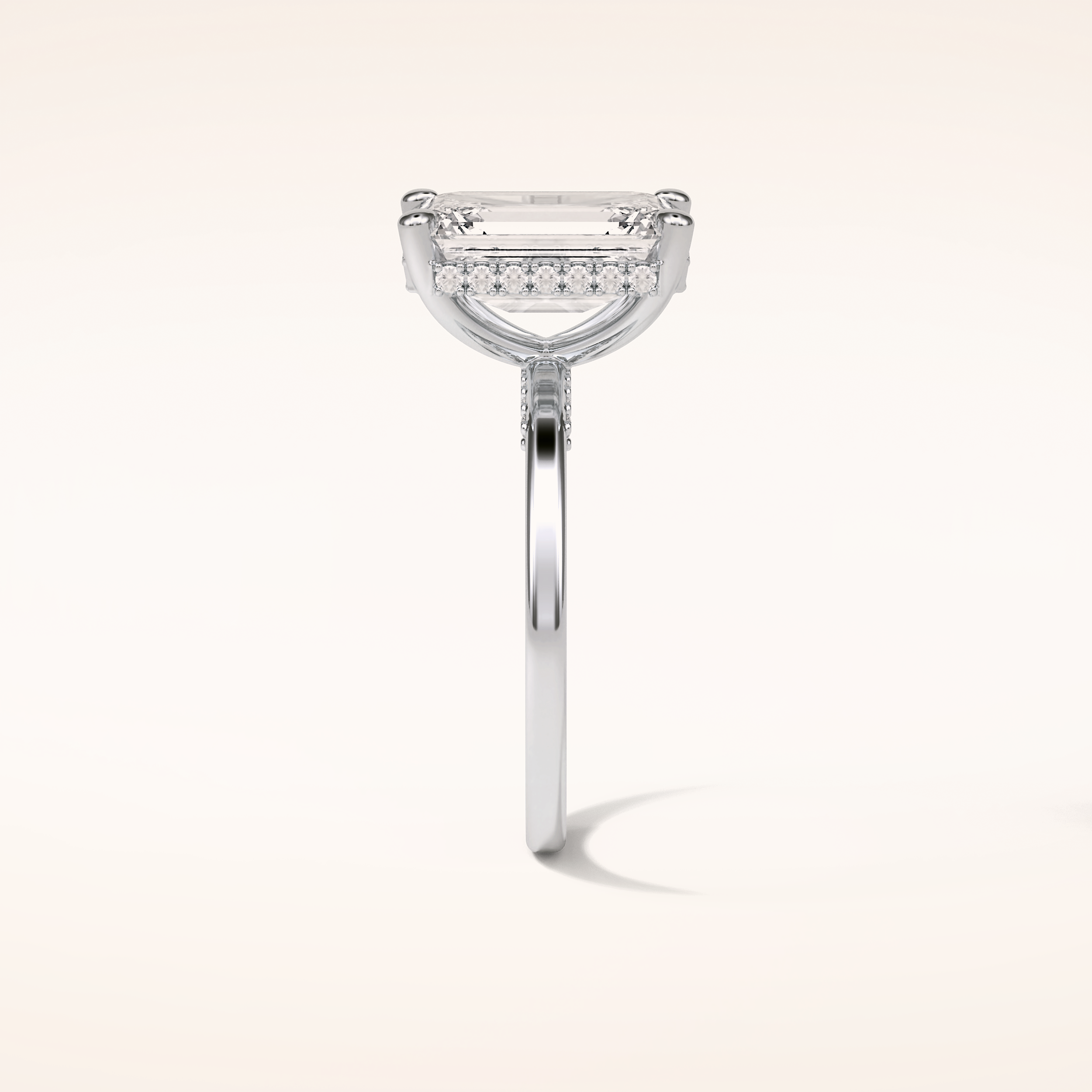 4.15 CT Radiant Shaped Hidden Halo Moissanite Engagement Ring