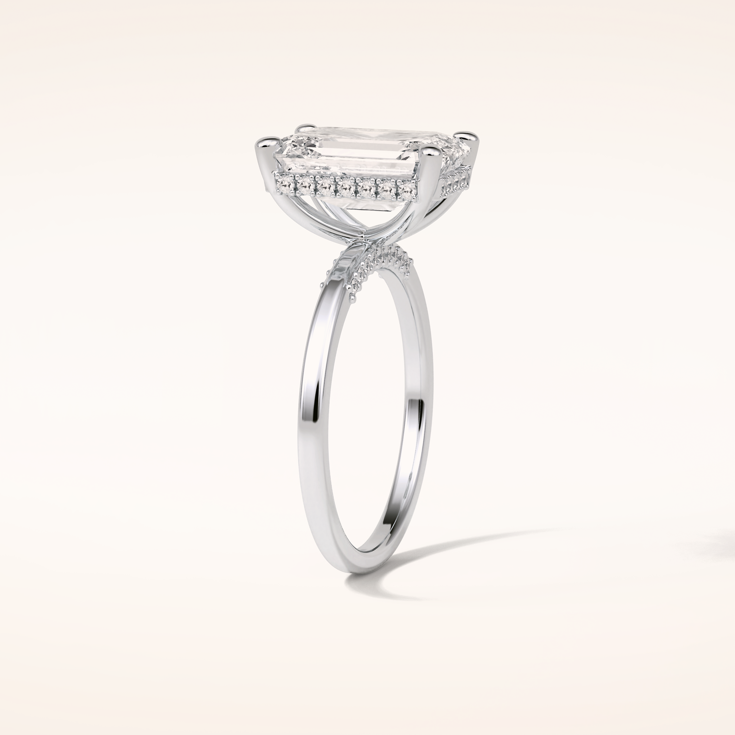 4.15 CT Radiant Shaped Hidden Halo Moissanite Engagement Ring