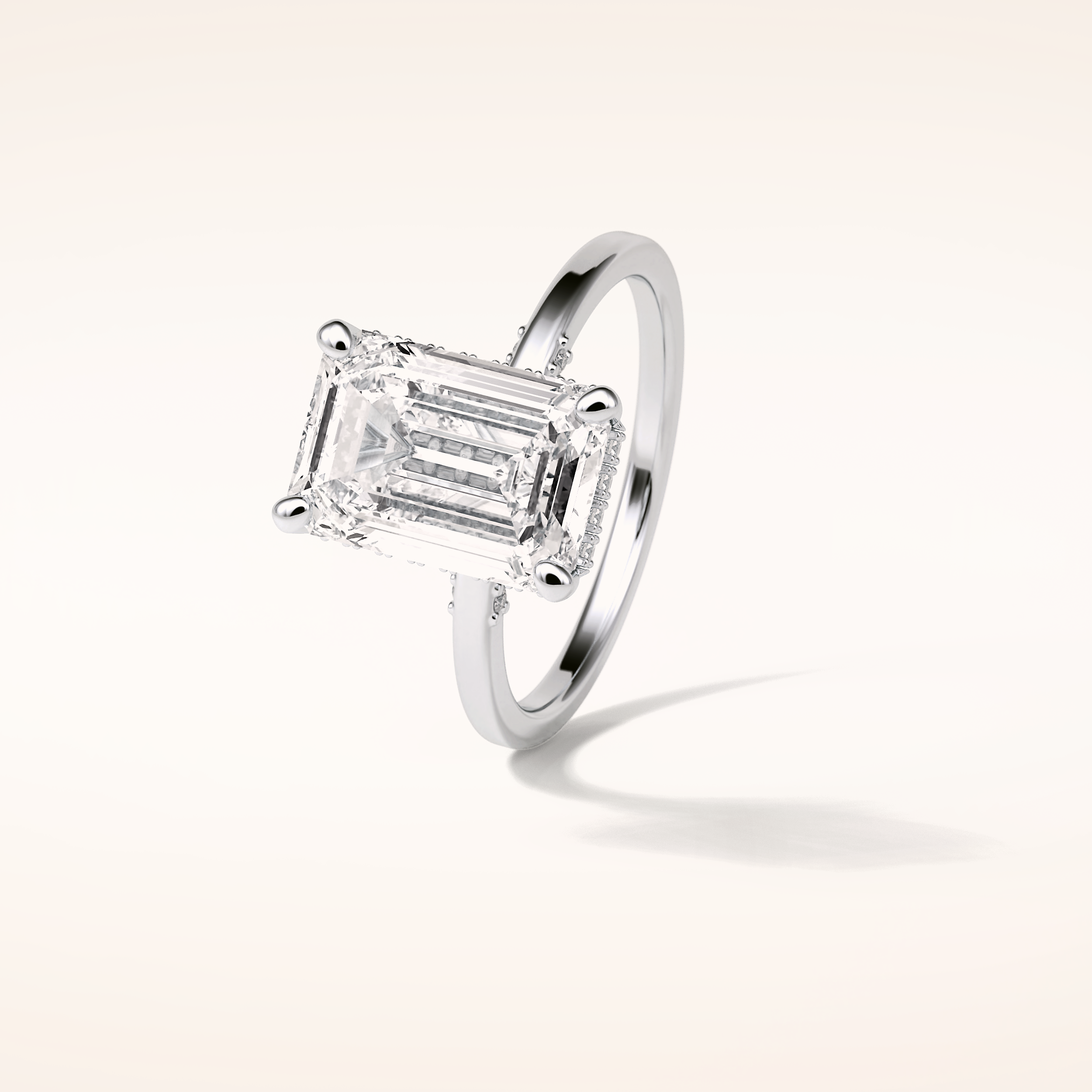 4.15 CT Radiant Shaped Hidden Halo Moissanite Engagement Ring