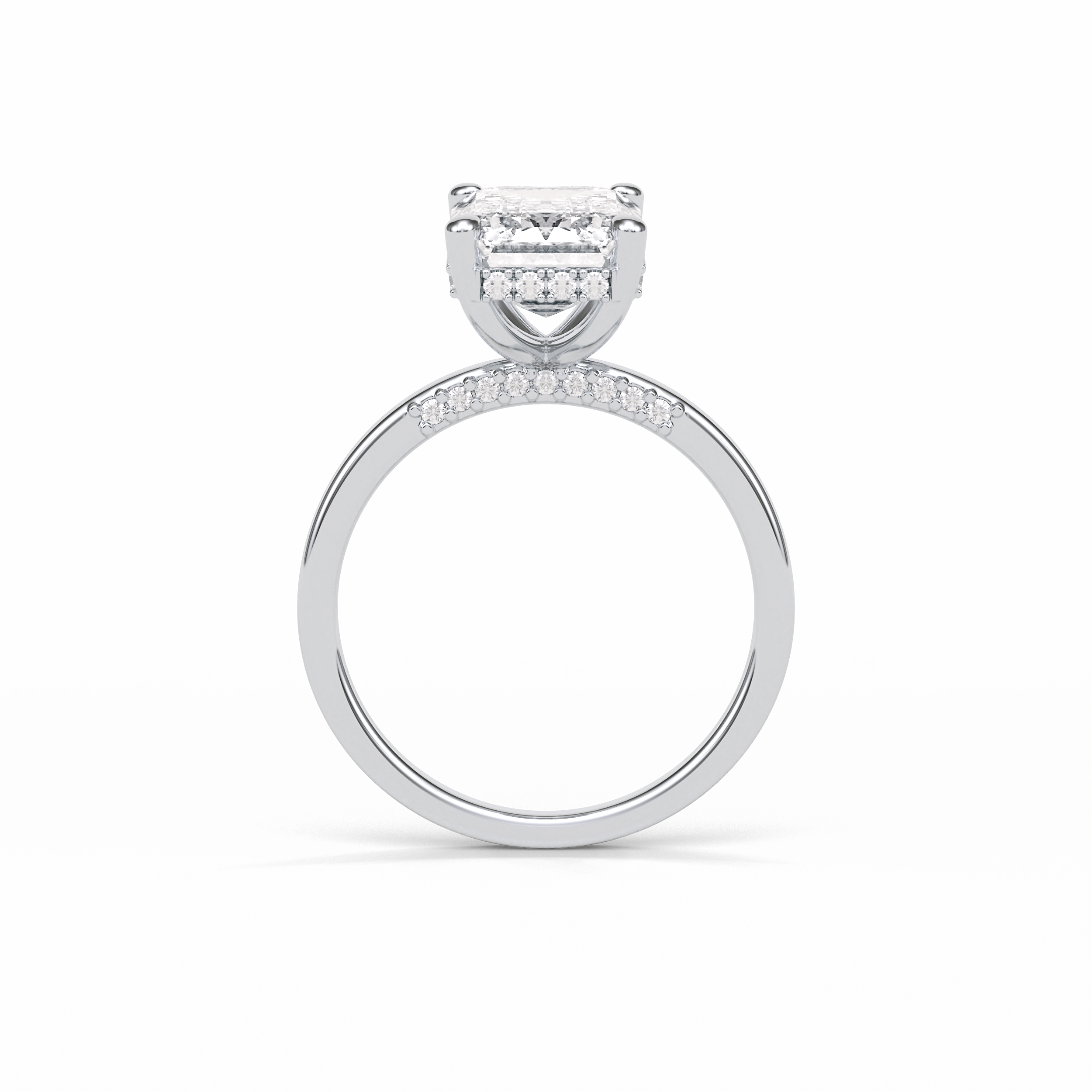 Emerald Hidden Halo Lab Grown Diamond Engagement Ring