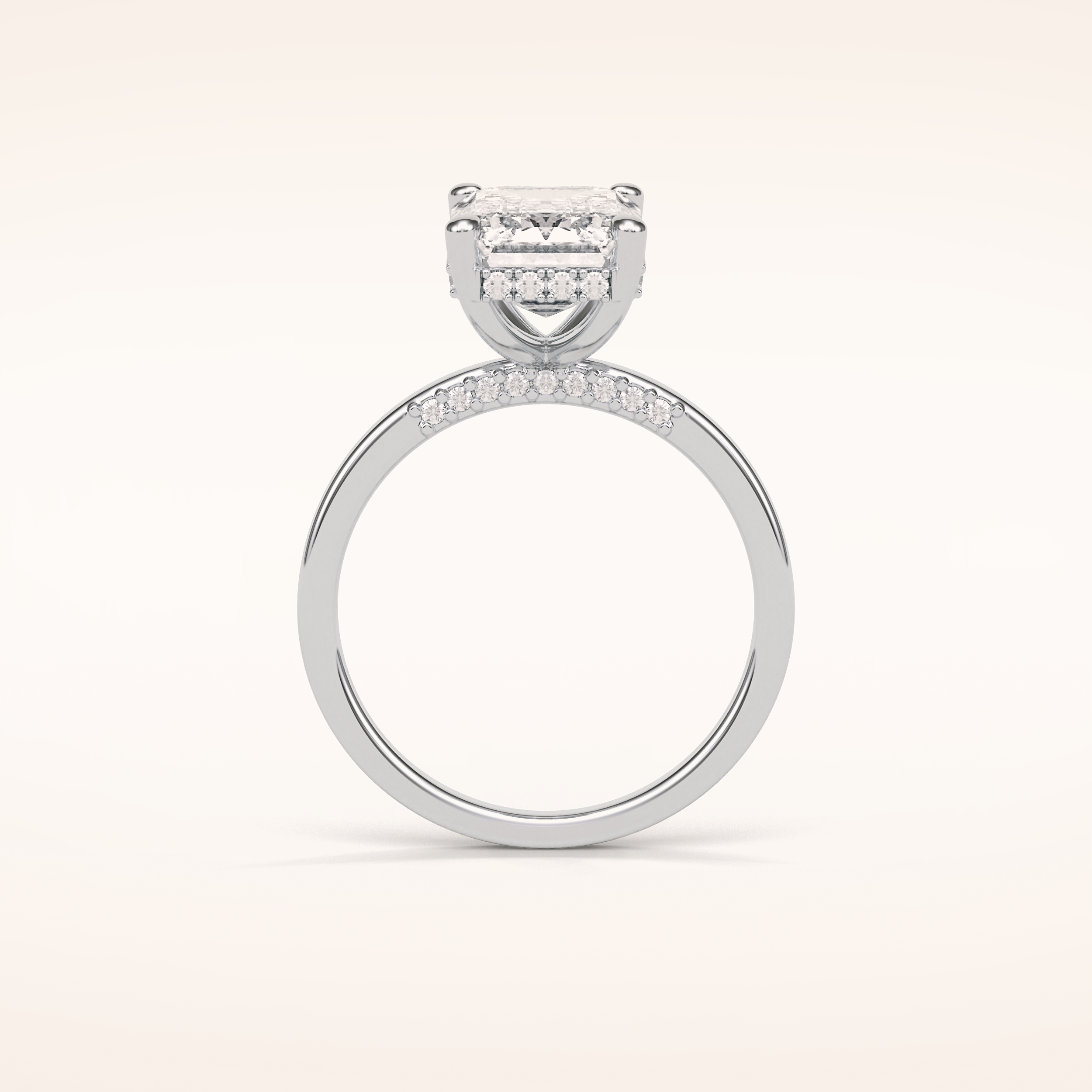 4.15 CT Radiant Shaped Hidden Halo Moissanite Engagement Ring