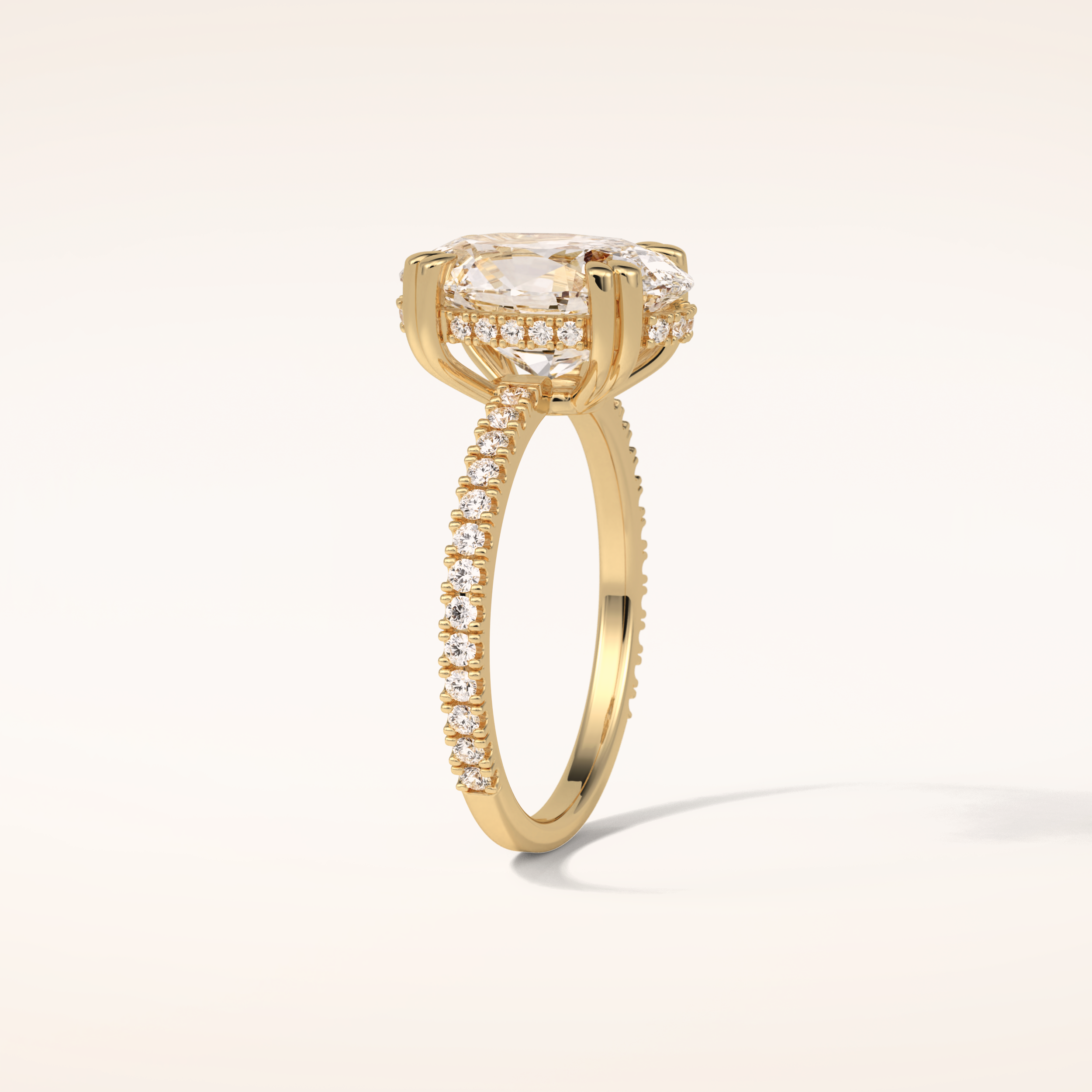 4 CT Round Shaped Hidden Halo & Pave Moissanite Engagement Ring