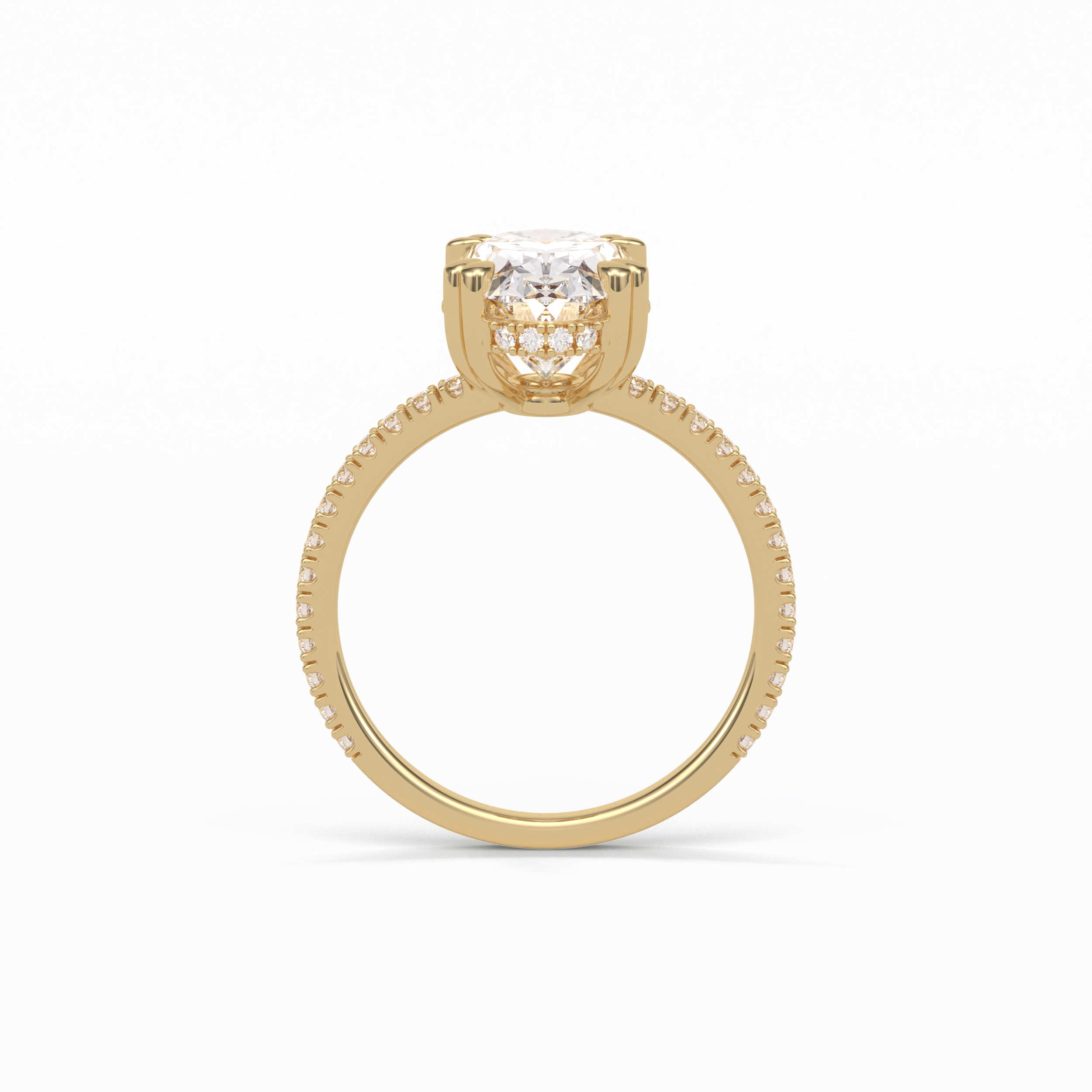 Oval Hidden Halo & Pave Lab Grown Diamond Engagement Ring