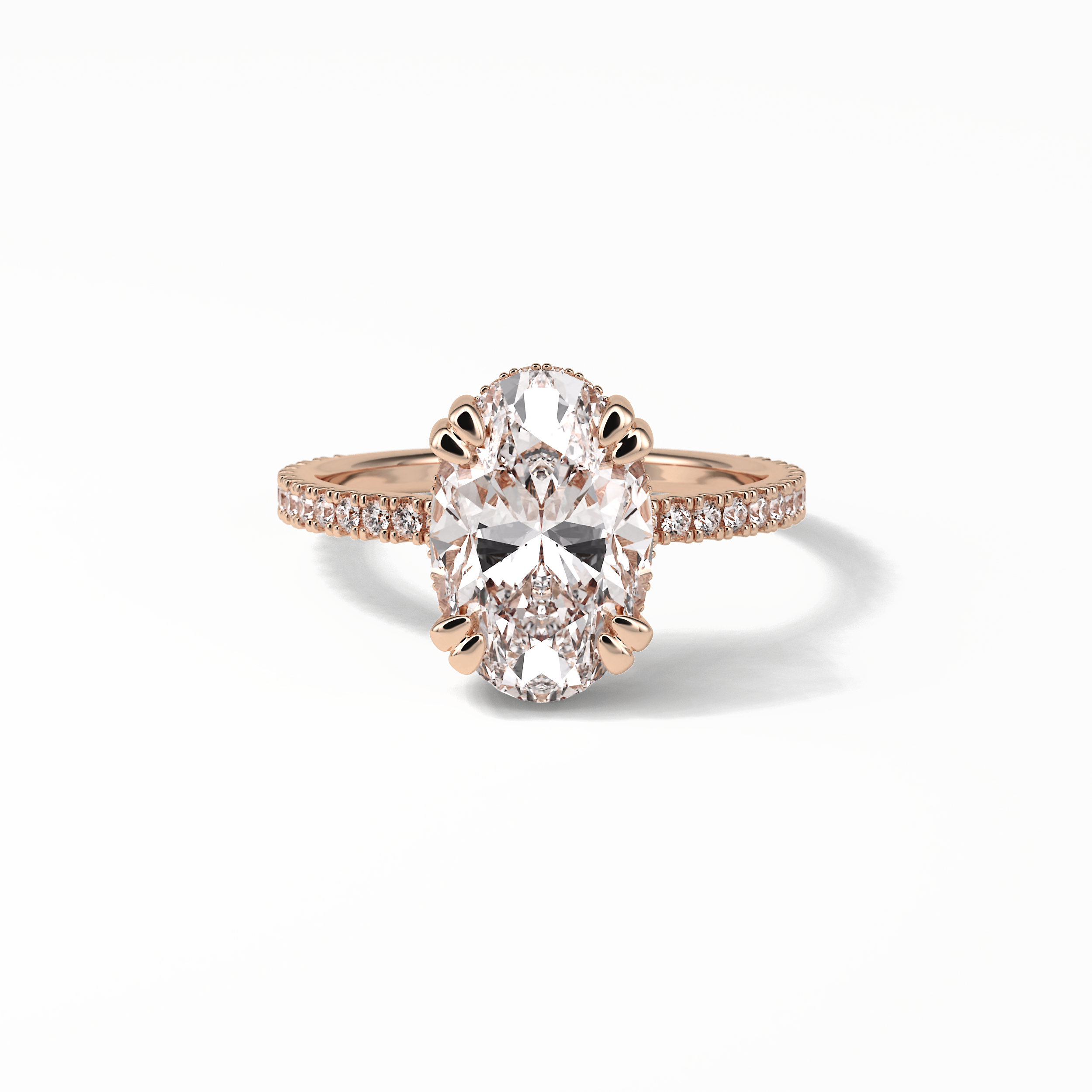 Oval Hidden Halo & Pave Lab Grown Diamond Engagement Ring