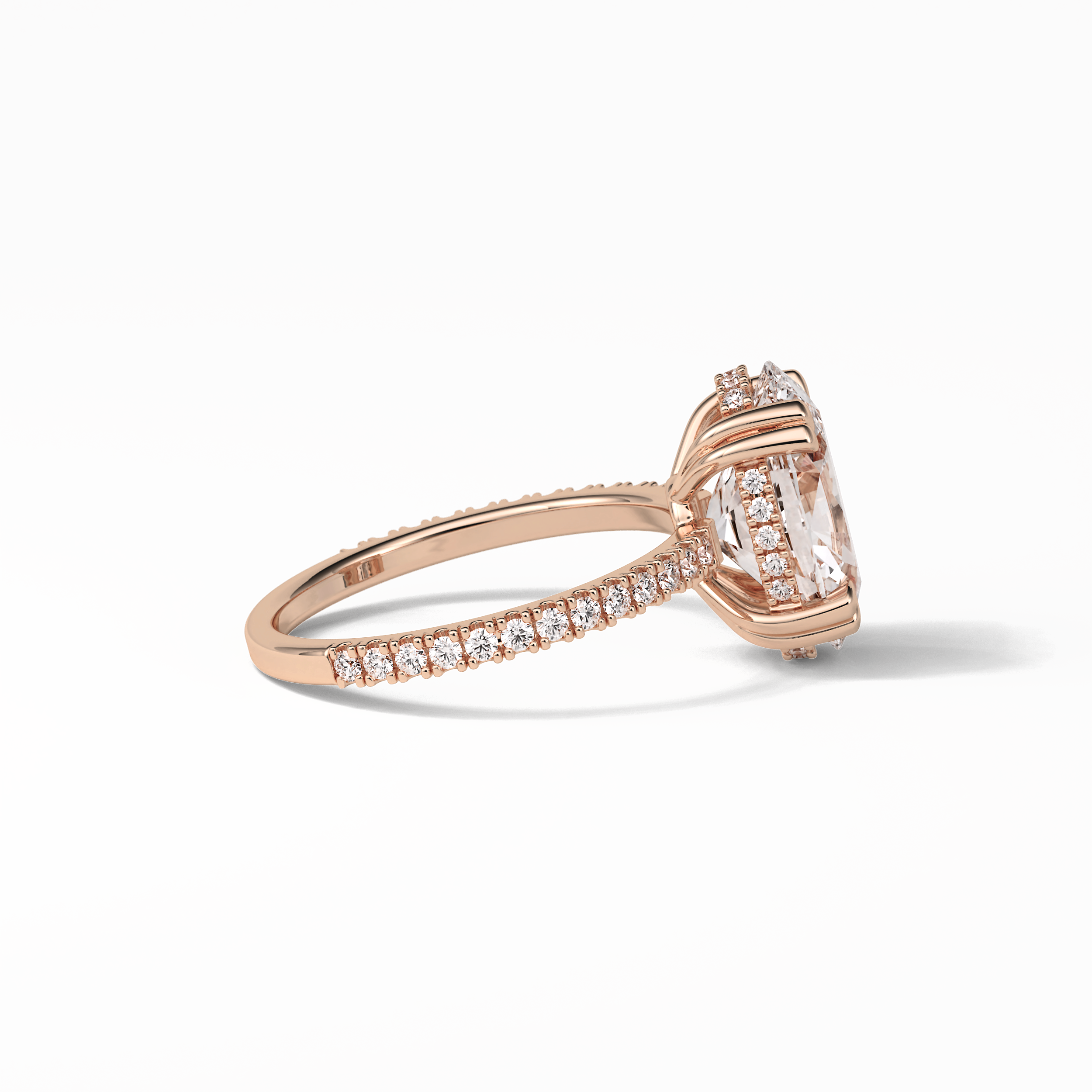 Oval Hidden Halo & Pave Lab Grown Diamond Engagement Ring