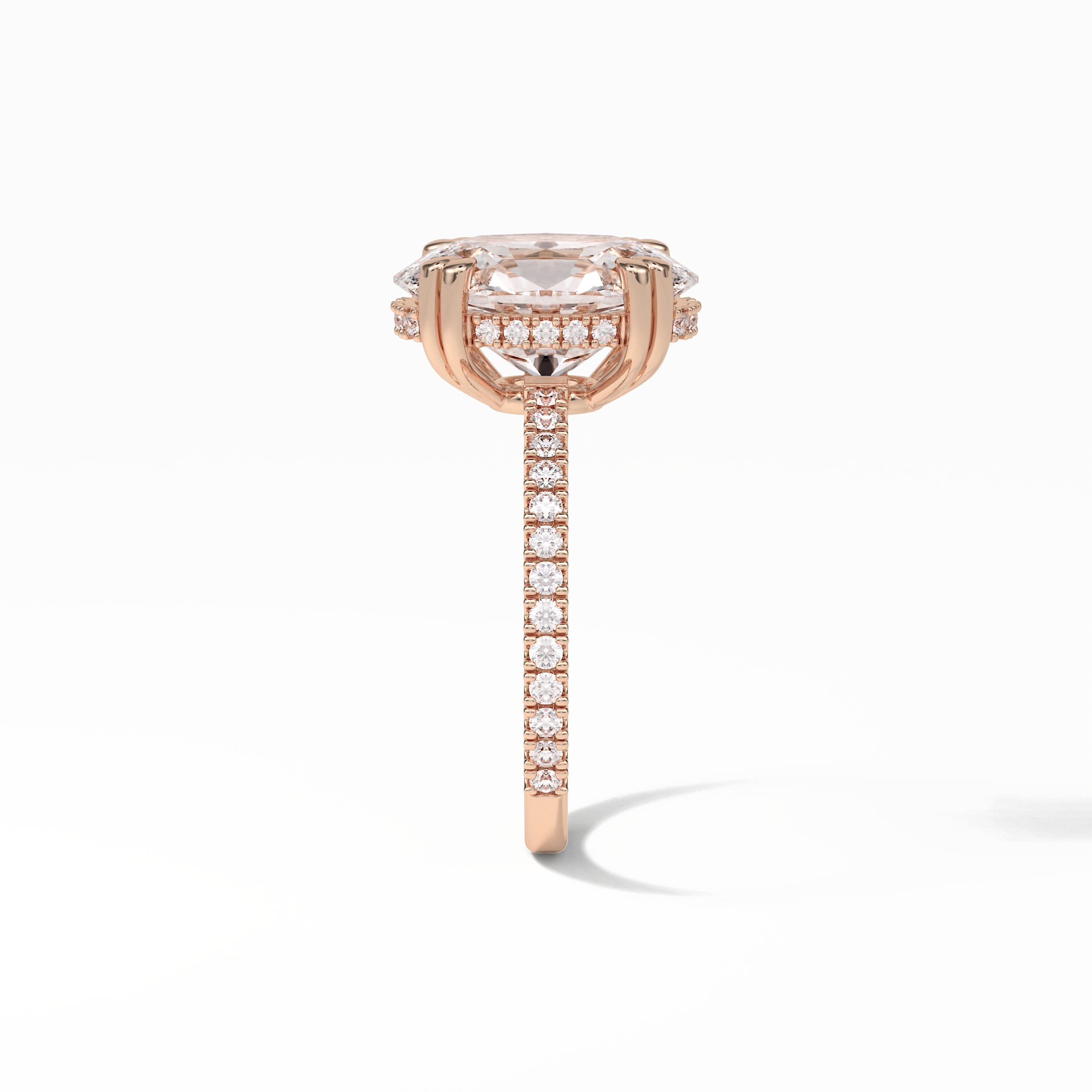 Oval Hidden Halo & Pave Lab Grown Diamond Engagement Ring