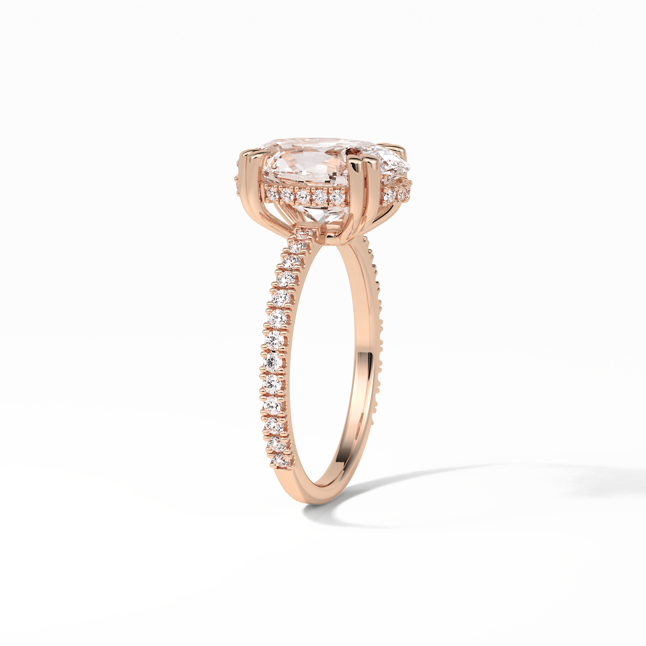 Oval Hidden Halo & Pave Lab Grown Diamond Engagement Ring