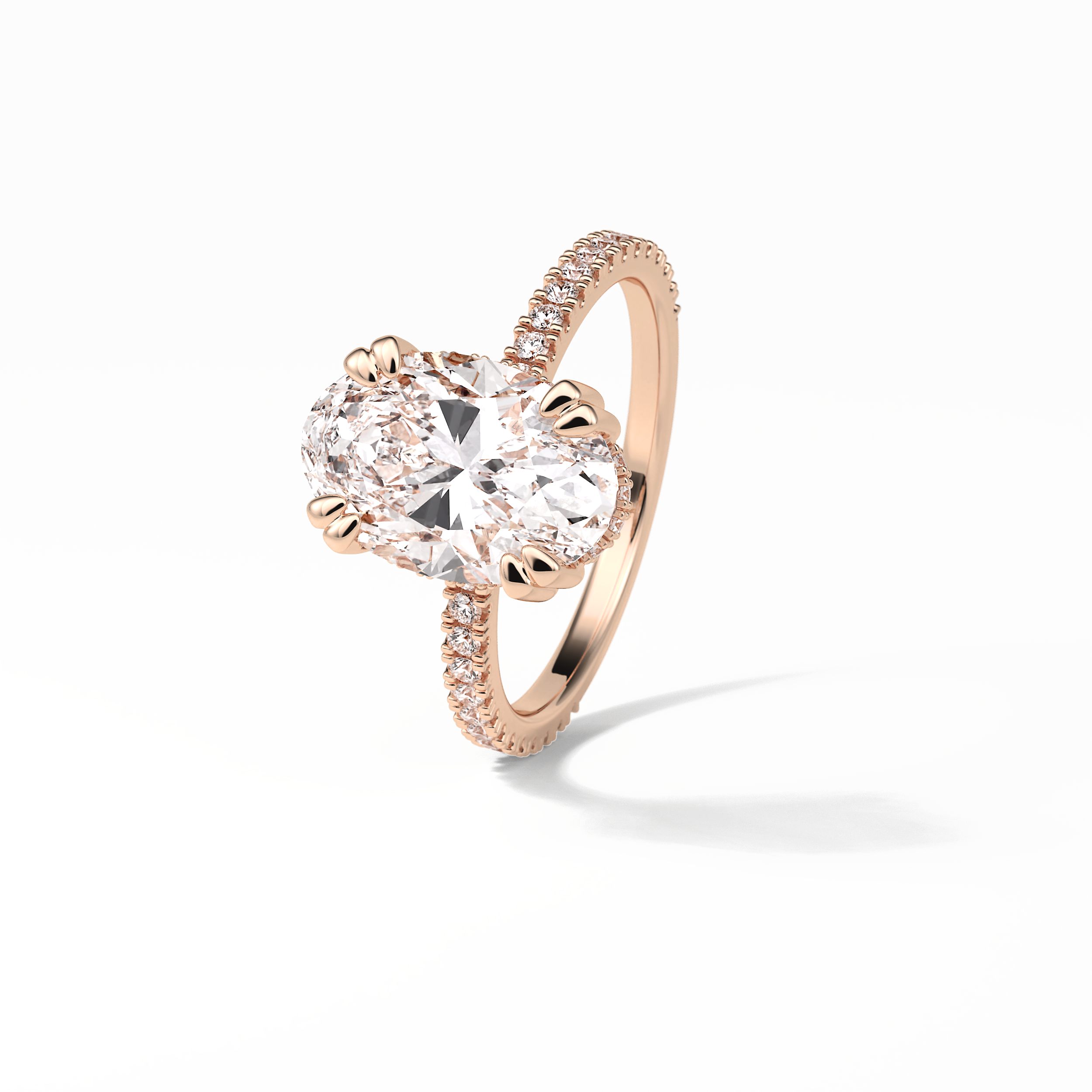 Oval Hidden Halo & Pave Lab Grown Diamond Engagement Ring
