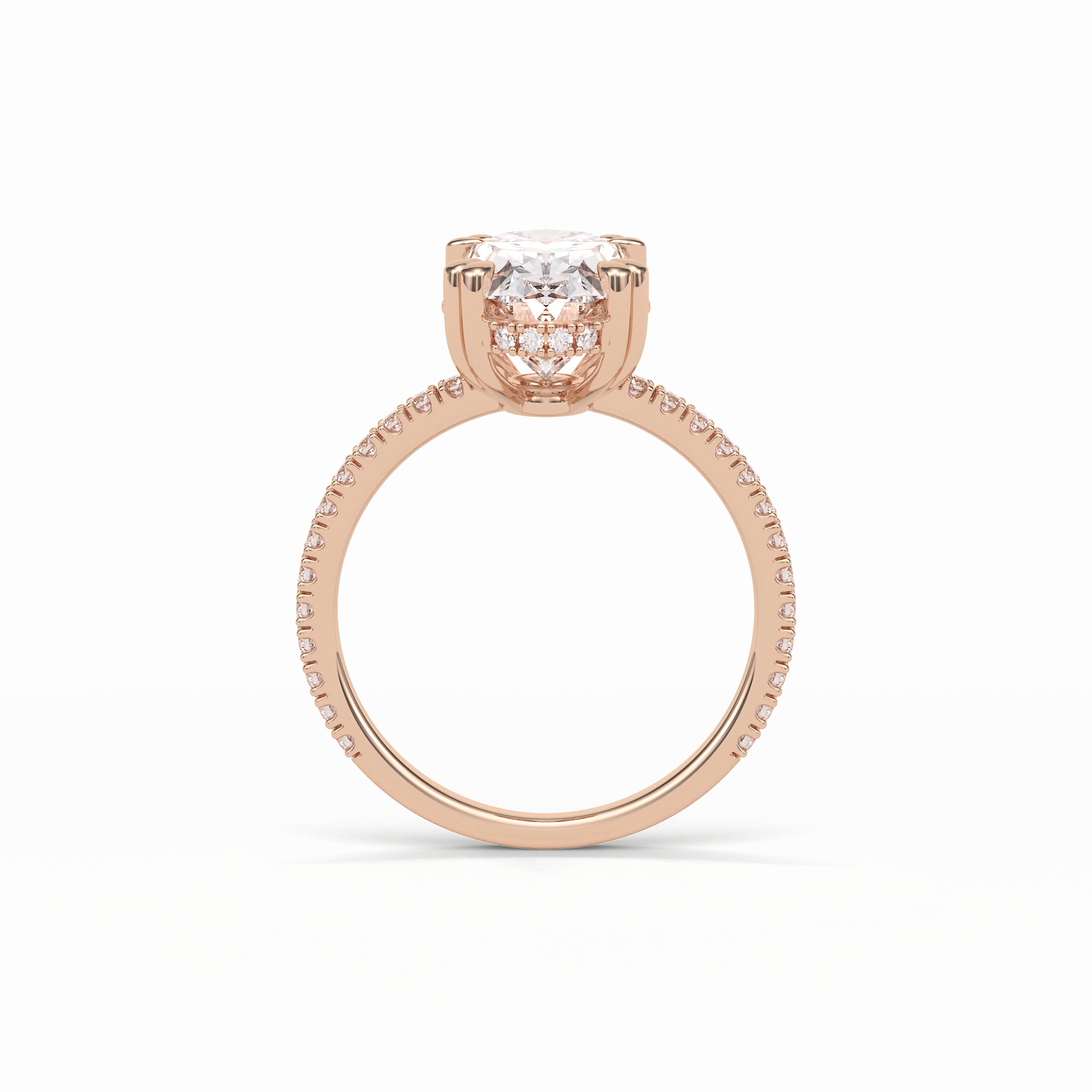 Oval Hidden Halo & Pave Lab Grown Diamond Engagement Ring