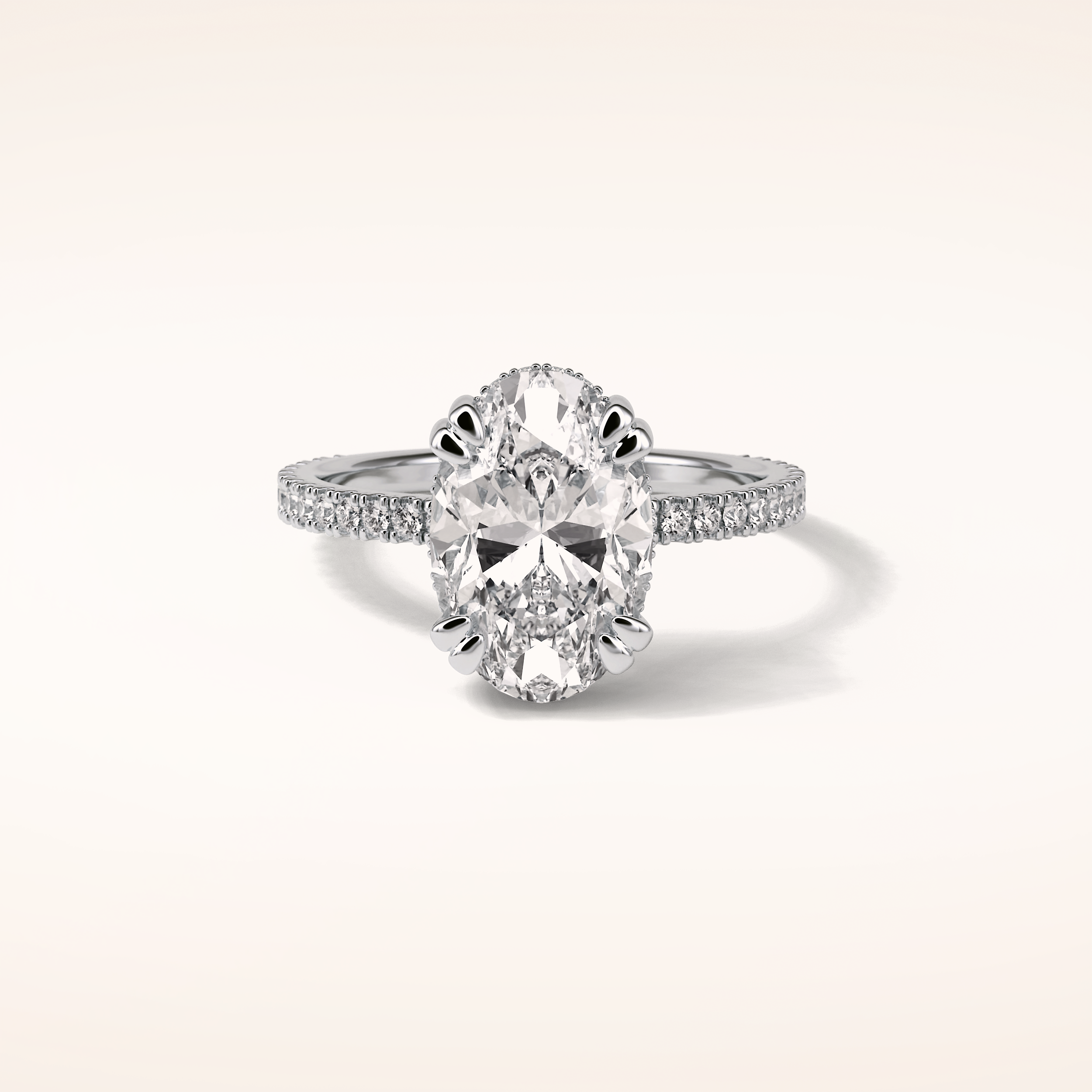 4 CT Round Shaped Hidden Halo & Pave Moissanite Engagement Ring