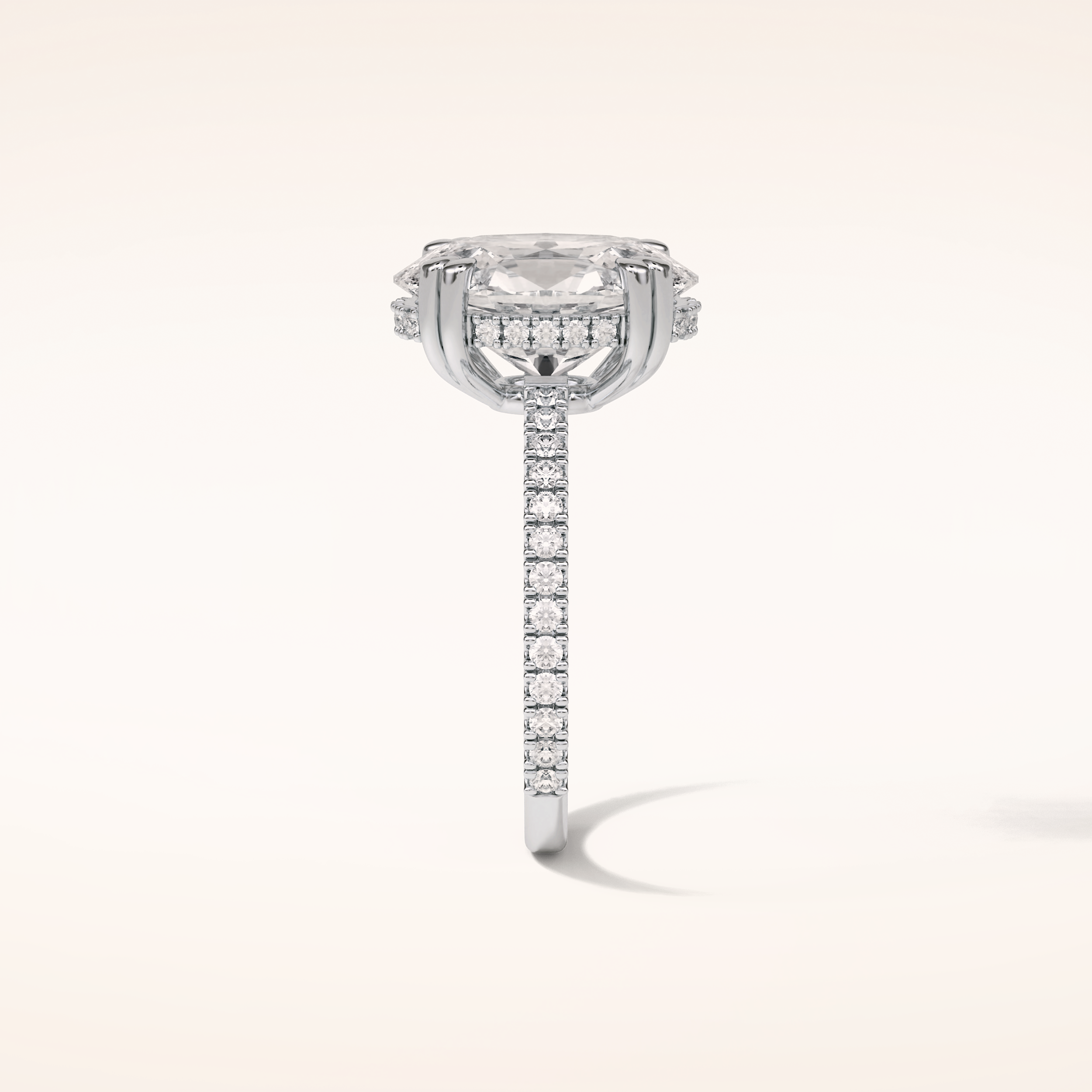 4 CT Round Shaped Hidden Halo & Pave Moissanite Engagement Ring