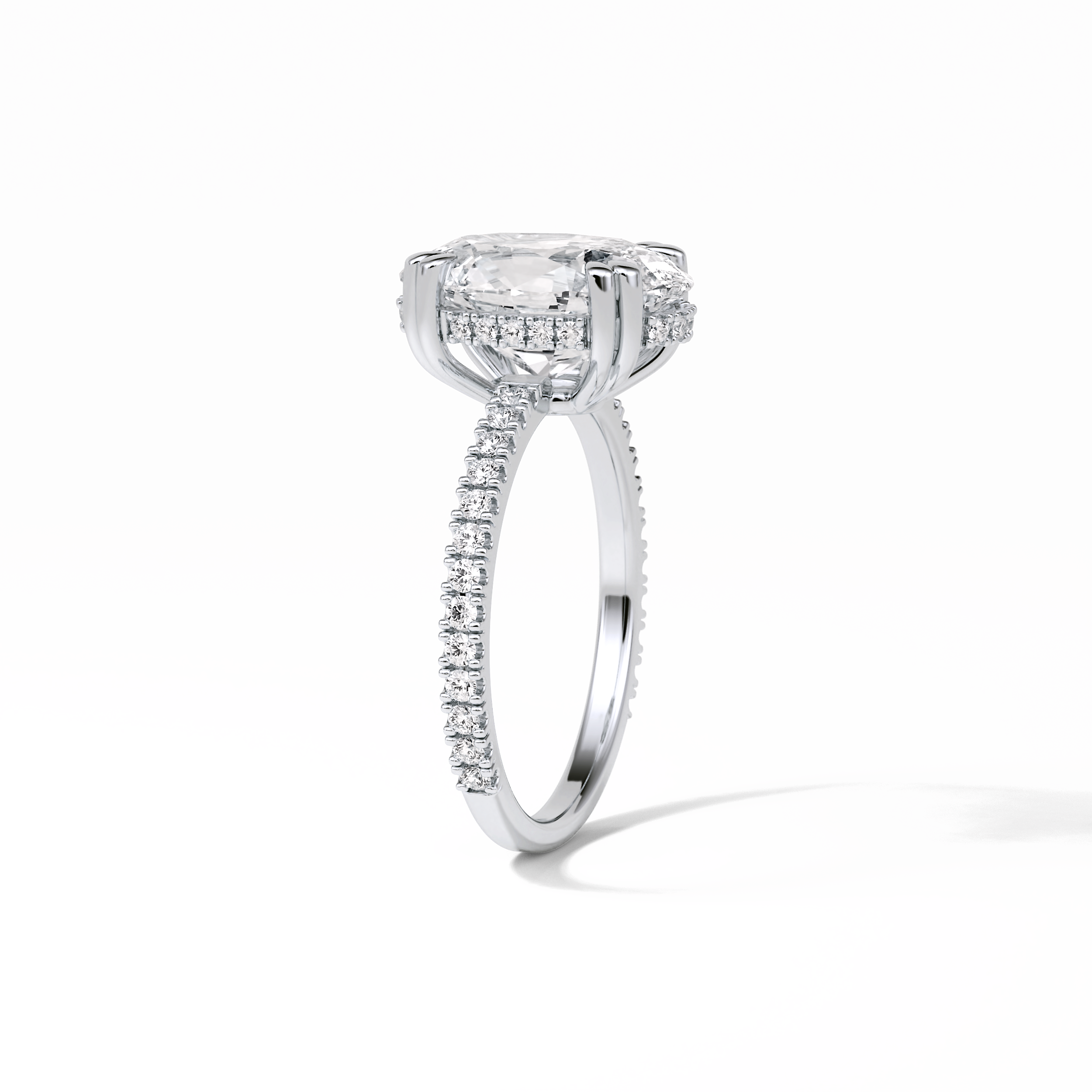 Oval Hidden Halo & Pave Lab Grown Diamond Engagement Ring