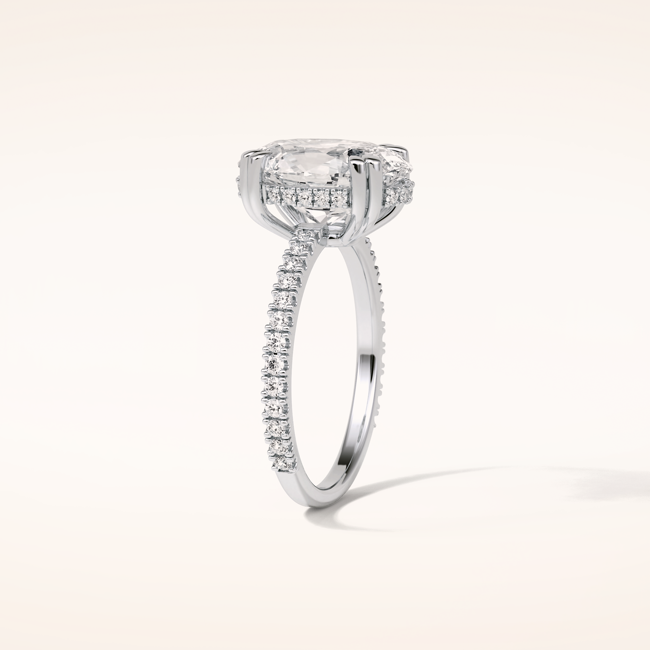 4 CT Round Shaped Hidden Halo & Pave Moissanite Engagement Ring