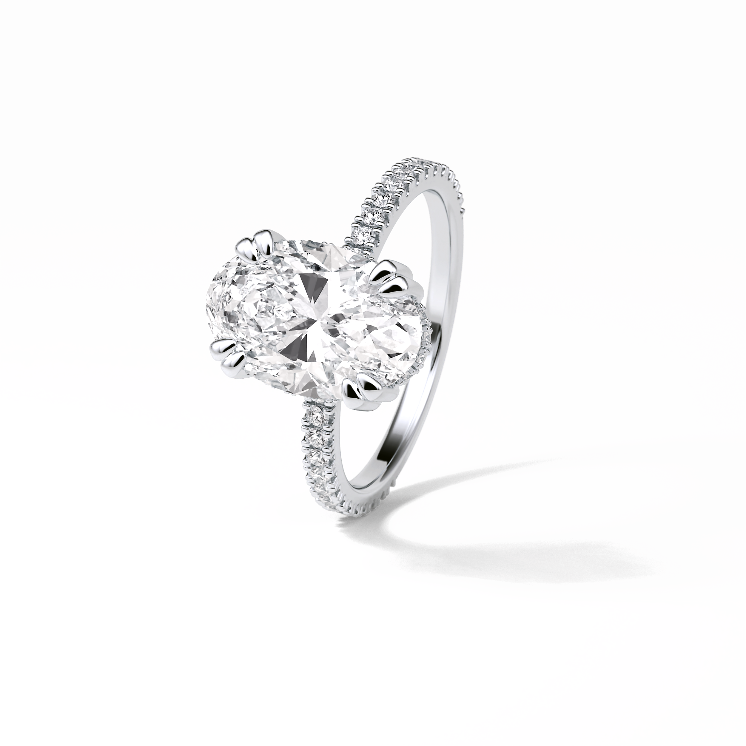 Oval Hidden Halo & Pave Lab Grown Diamond Engagement Ring