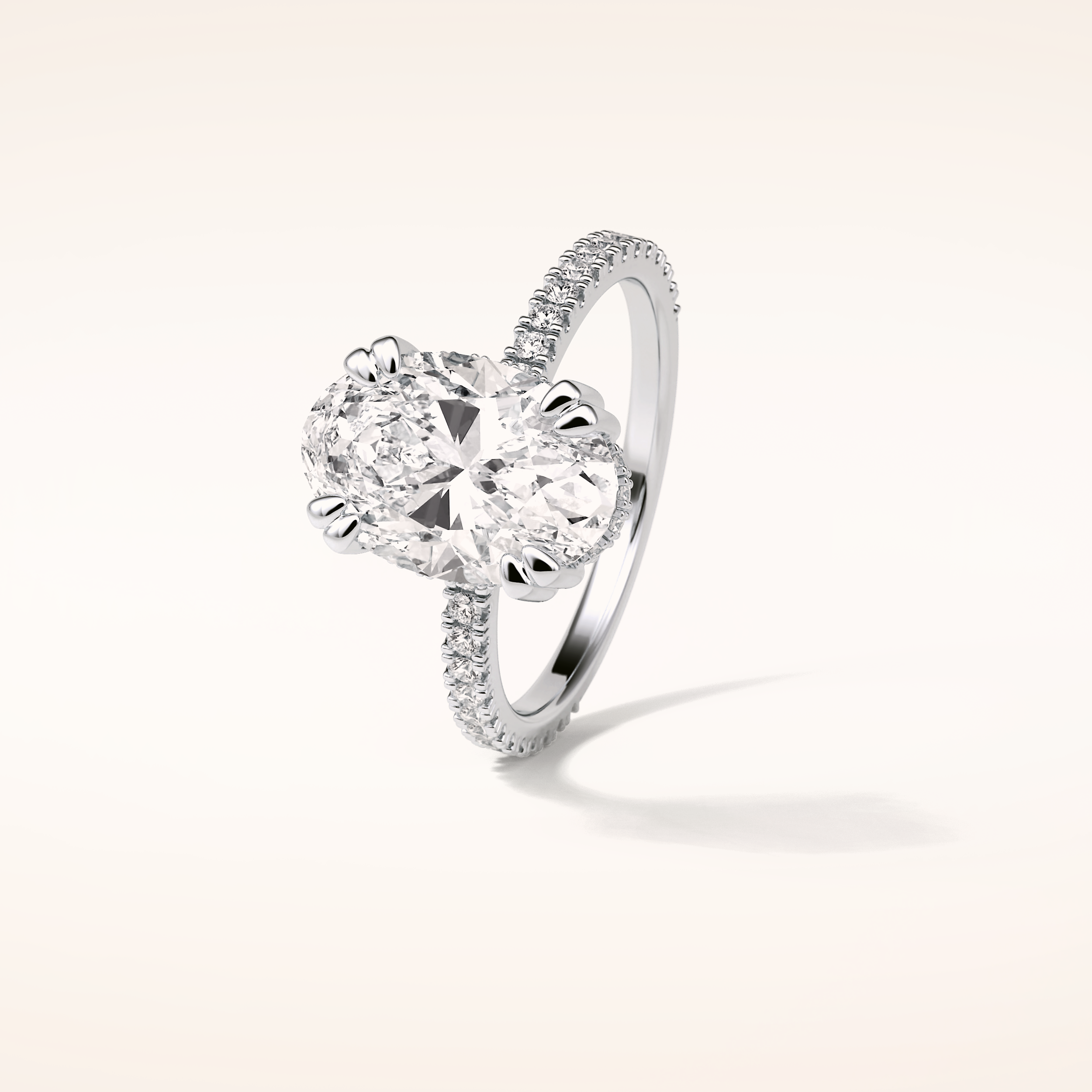 4 CT Round Shaped Hidden Halo & Pave Moissanite Engagement Ring