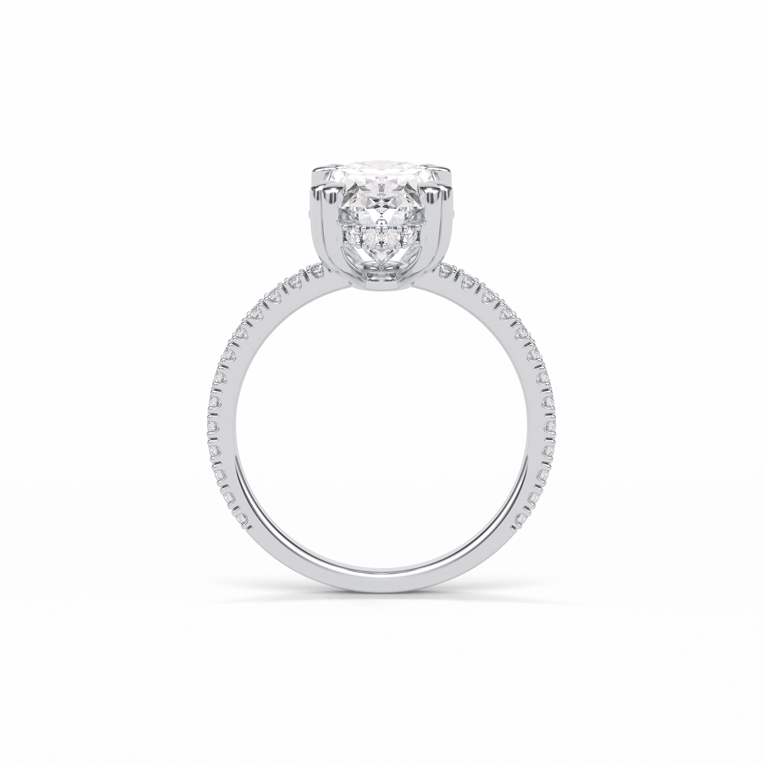 Oval Hidden Halo & Pave Lab Grown Diamond Engagement Ring